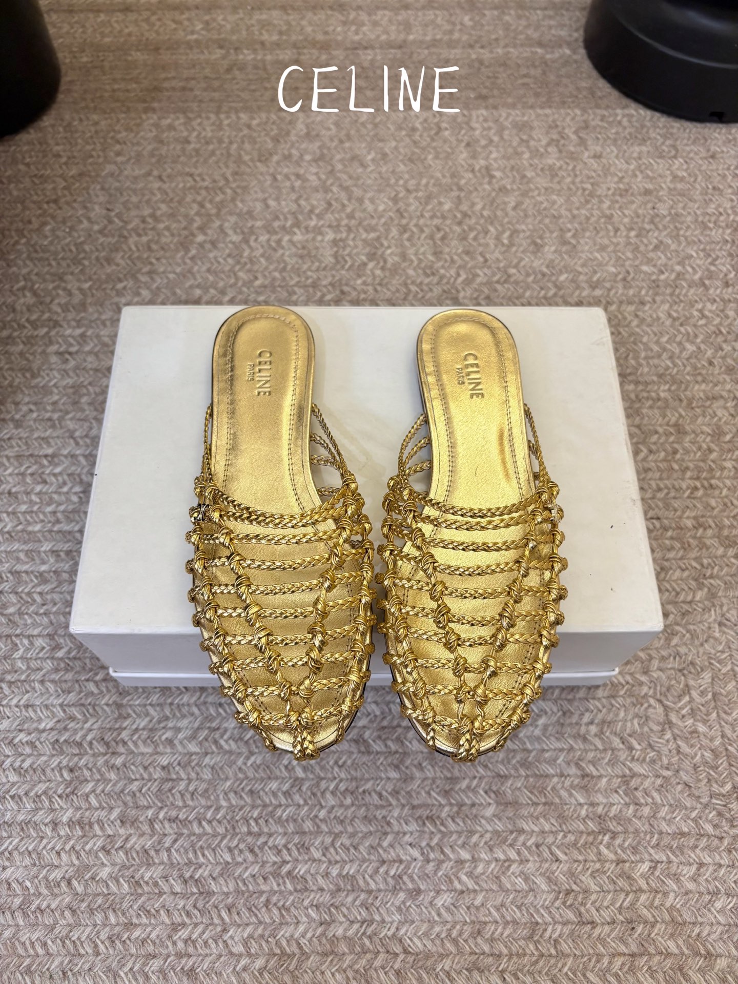Celine~赛琳 2026ss夏季新款平底时尚罗马风编织平底拖鞋 New Celine/思琳平底拖鞋 ➿ 各大网红同款