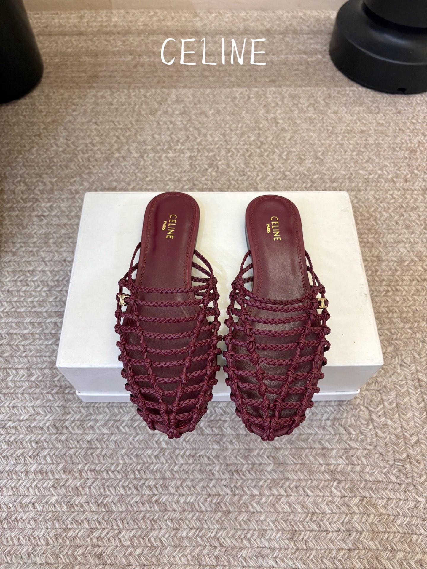 Celine~赛琳 2026ss夏季新款平底时尚罗马风编织平底拖鞋 New Celine/思琳平底拖鞋 ➿ 各大网红同款