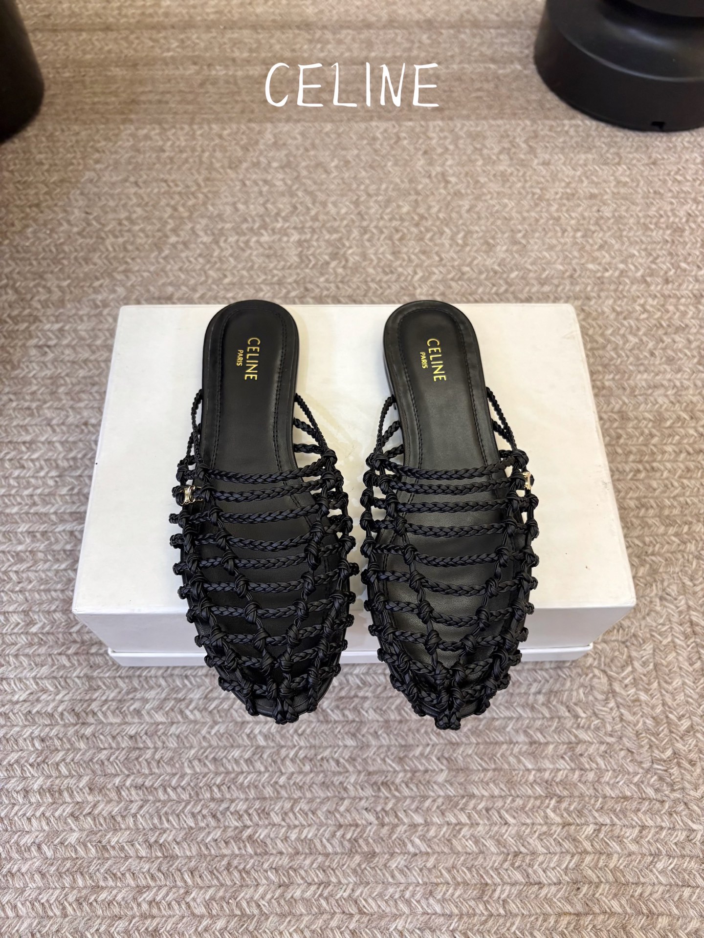 Celine~赛琳 2026ss夏季新款平底时尚罗马风编织平底拖鞋 New Celine/思琳平底拖鞋 ➿ 各大网红同款