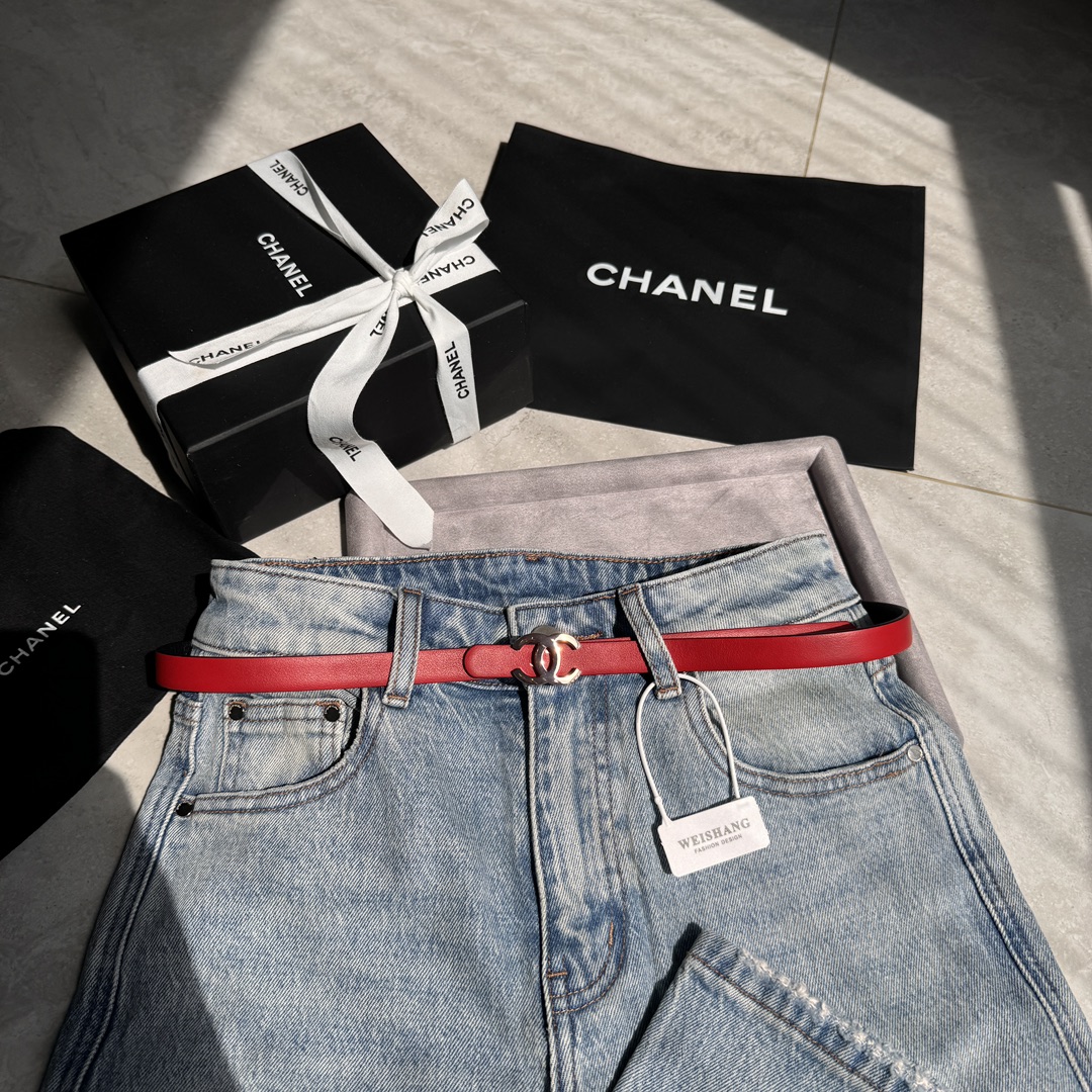 Chanel 代购级 香奈儿腰带 双面头层进口牛皮 ，铜五扣 开模定制