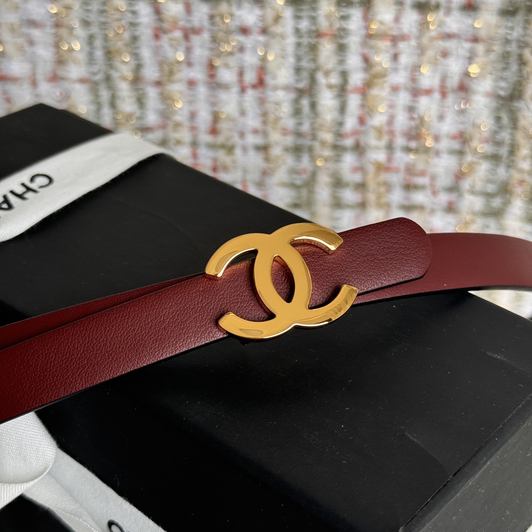 Chanel 代购级 香奈儿腰带 双面头层进口牛皮 ，铜五扣 开模定制