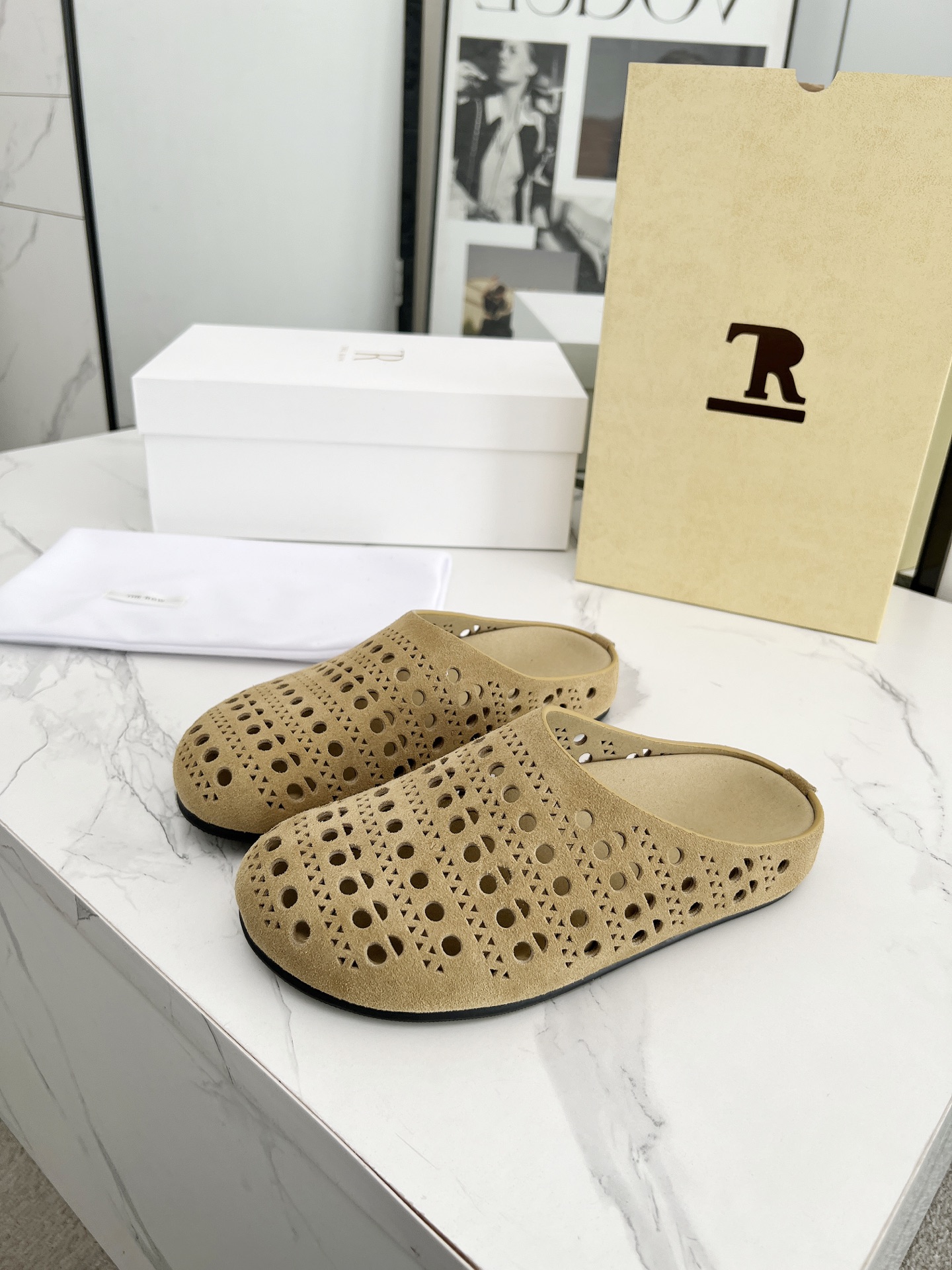 The Row 25' Mules Thick Bottom Round Toe Suede Leather Slippers 4 i1742719477789 7686 0 3