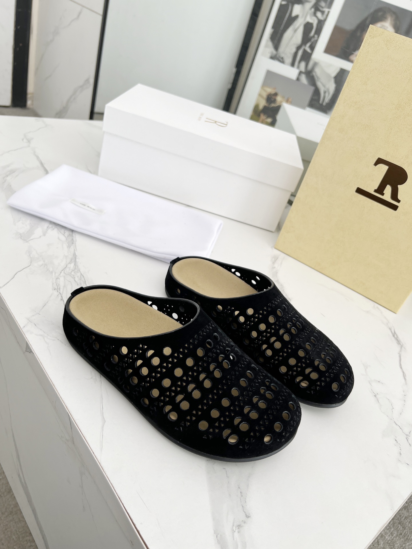 The Row Black Suede Cutout Mules Trendy Thick Sole Slip-Ons 5 i1742719510131 9295 0 2