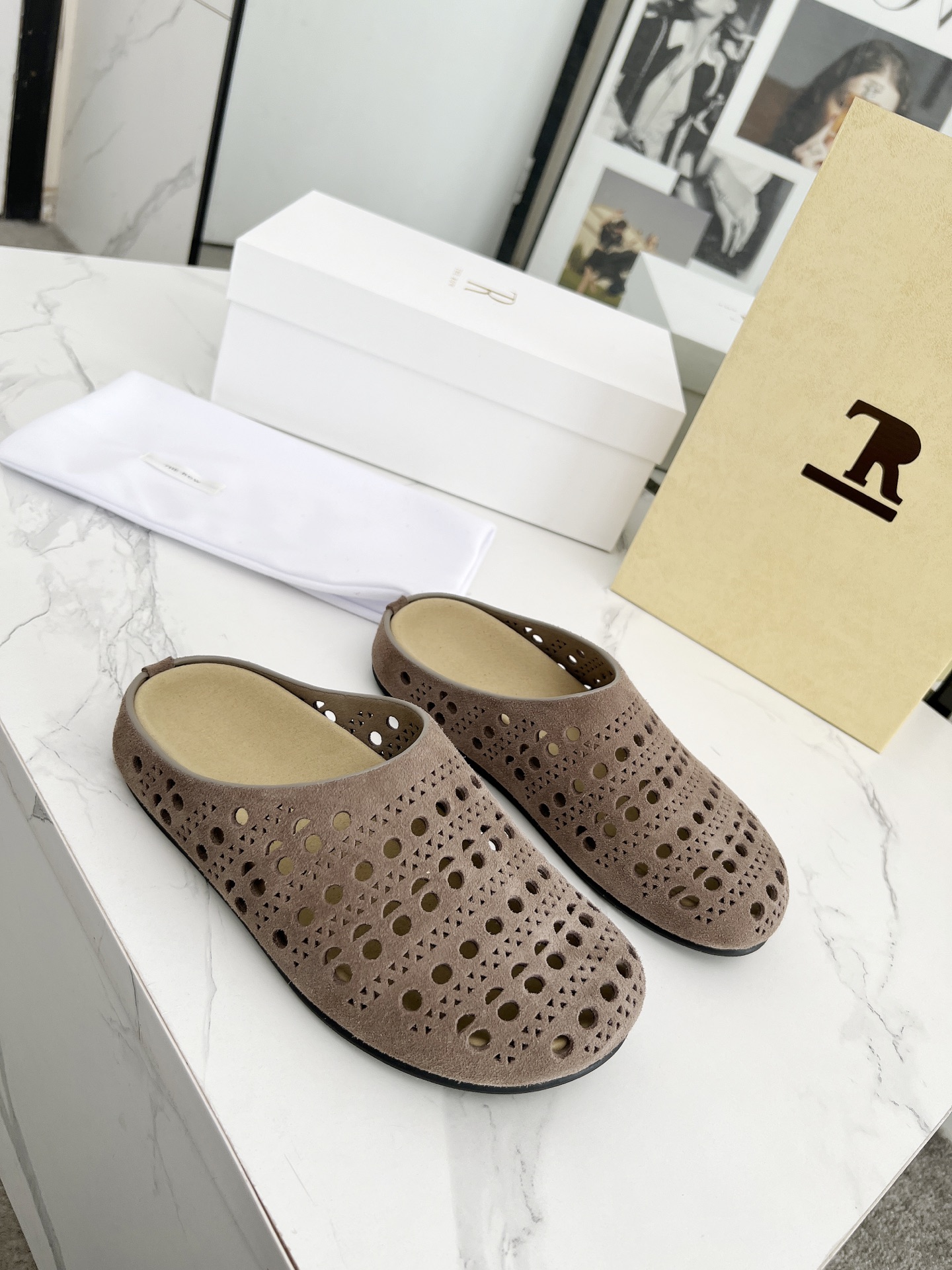 The Row Cutout Suede Slippers Mules Comfortable Flat Sandals Shoes 6 i1742719530544 3384 0 2