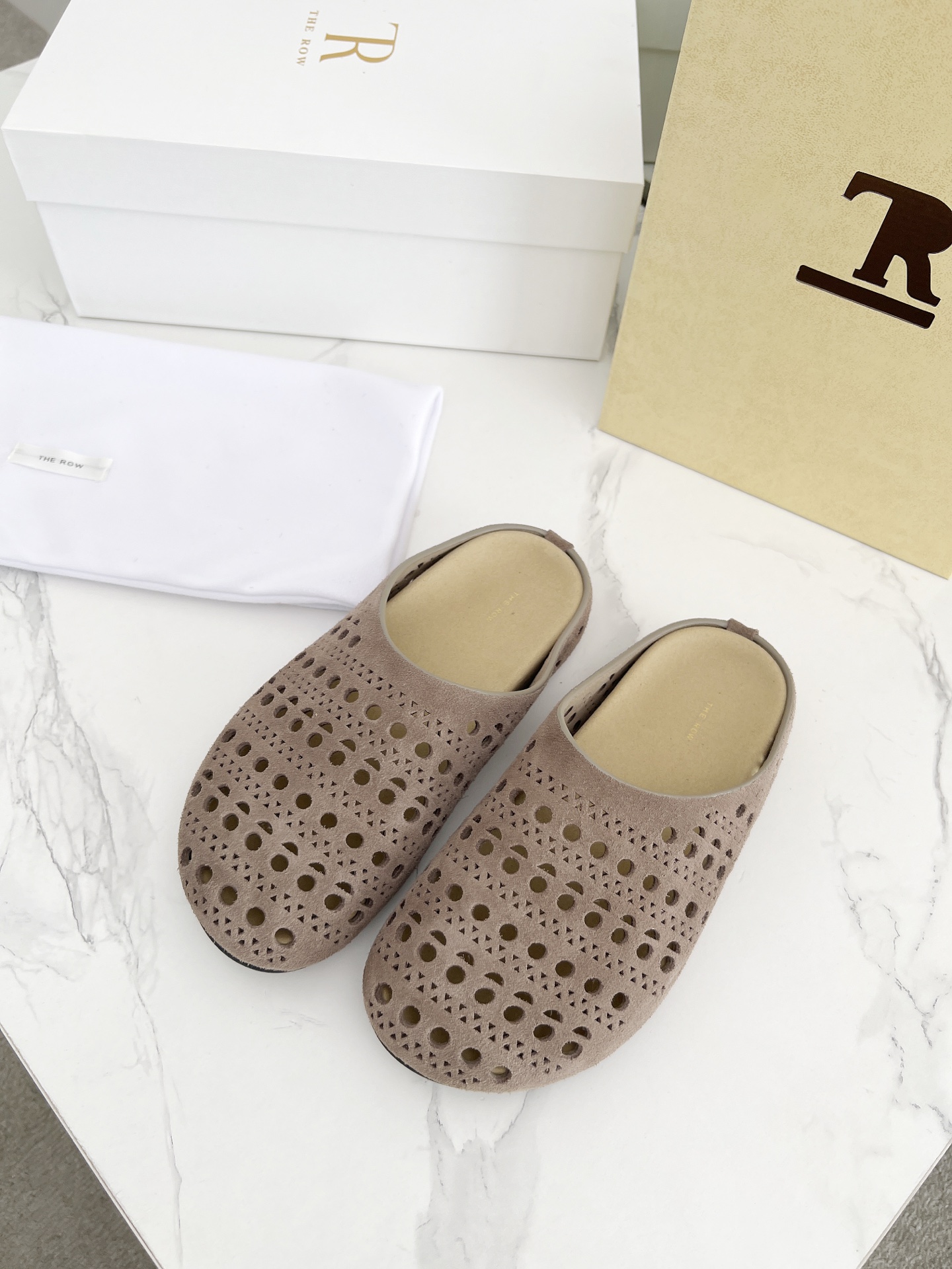 The Row Cutout Suede Slippers Mules Comfortable Flat Sandals Shoes 4 i1742719531304 786 0 0