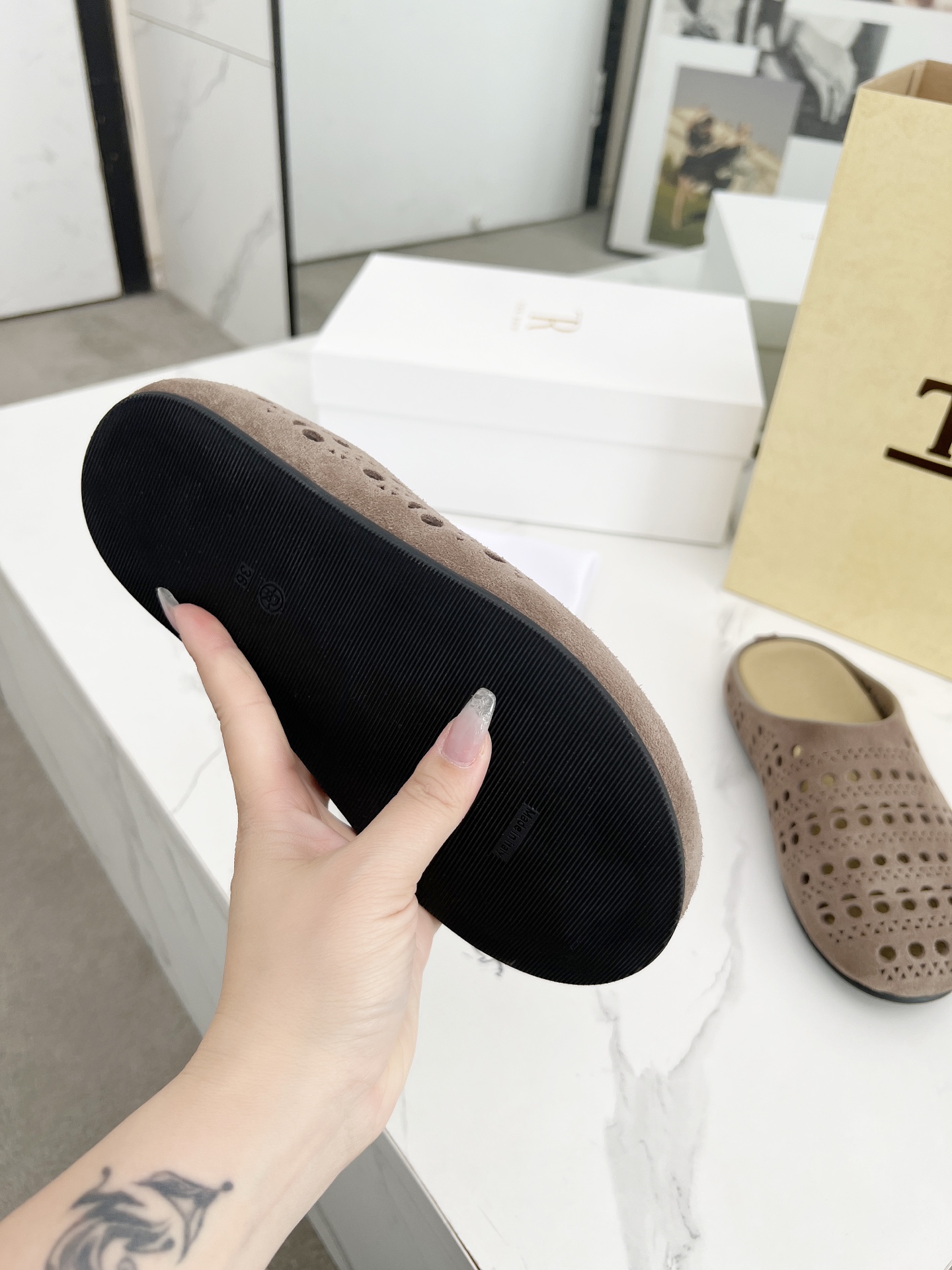 The Row Cutout Suede Slippers Mules Comfortable Flat Sandals Shoes 10 i1742719531378 7431 0 7