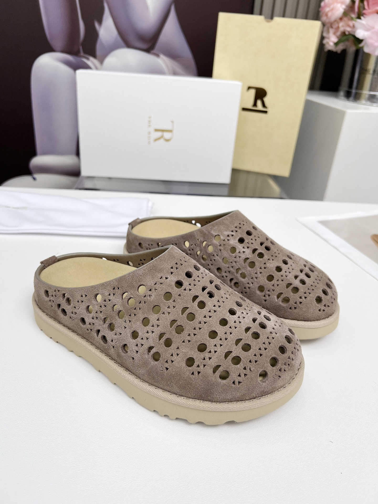 The Row 25 Suede Leather Clogs, Women's Stylish Slip-Ons with Thick Sole 1 The Row 25 Suede Leather Clogs, Women's Stylish Slip-Ons with Thick Sole