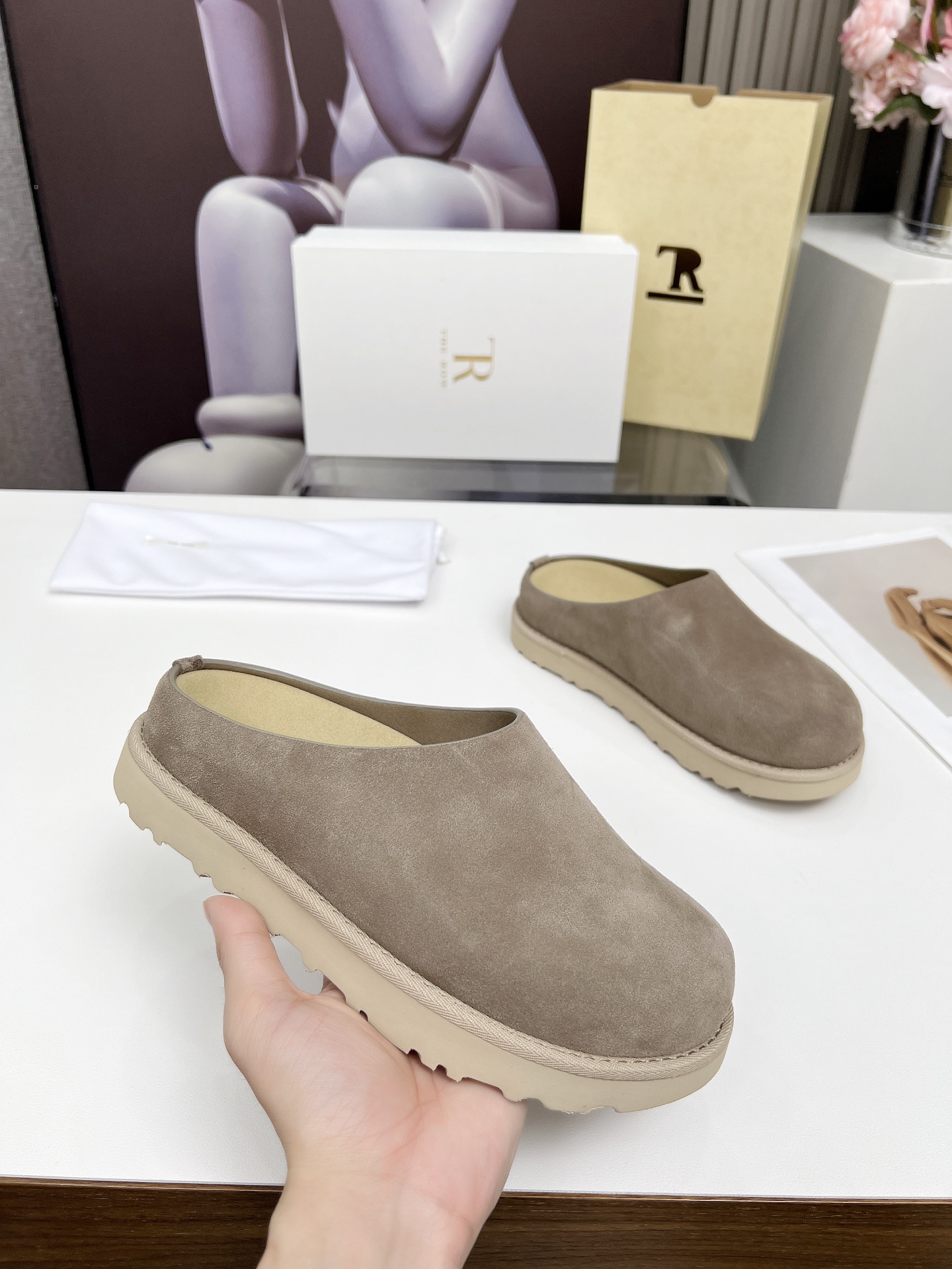 The Row Suede Clogs - Stylish Thick Sole Mules in Taupe for Women 3 i1744359040670 3748 0 8
