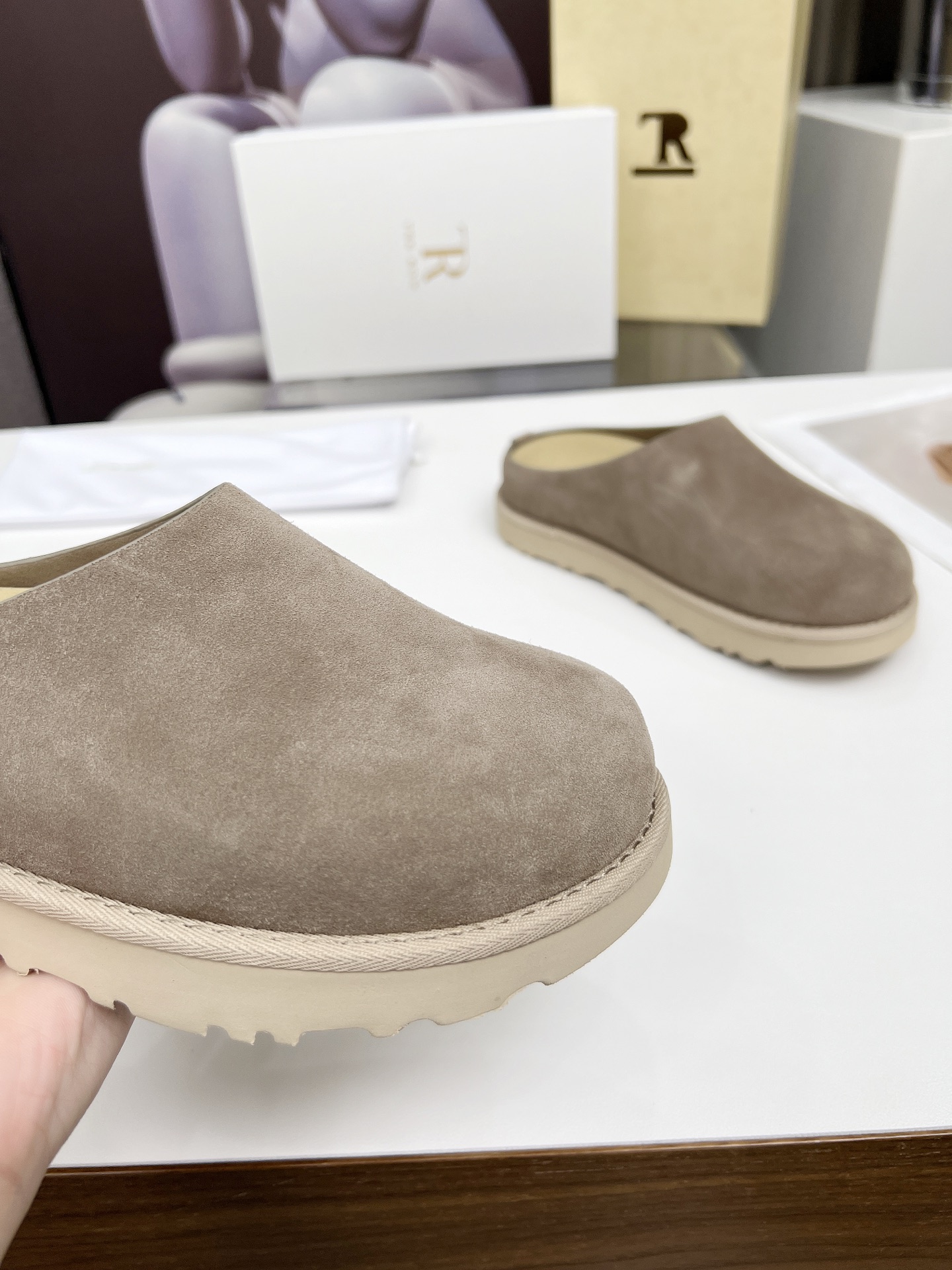 The Row Suede Clogs - Stylish Thick Sole Mules in Taupe for Women 7 i1744359040697 4677 0 1
