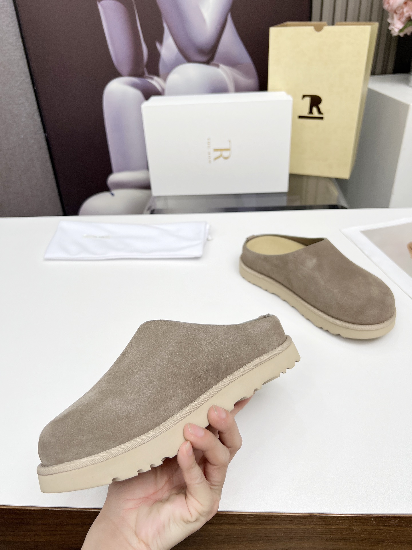 The Row Suede Clogs - Stylish Thick Sole Mules in Taupe for Women 9 i1744359041812 1832 0 5