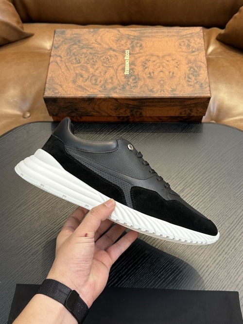 Stefano Ricci Men's Black Leather and Suede Casual Sneakers - Size 39-44 1 Stefano Ricci Men's Black Leather and Suede Casual Sneakers - Size 39-44