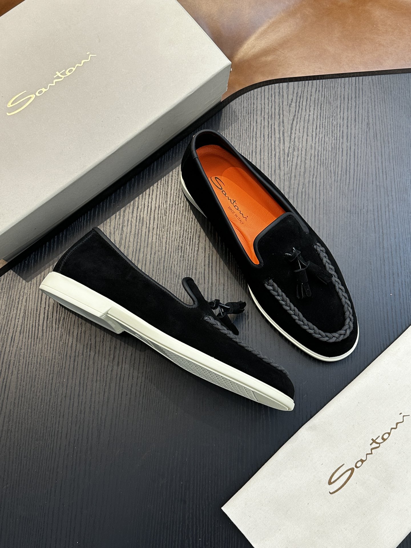 Santoni Men's Suede Tassel Loafers - Italian Handmade Comfort & Style 5 i1734274547 4823 5