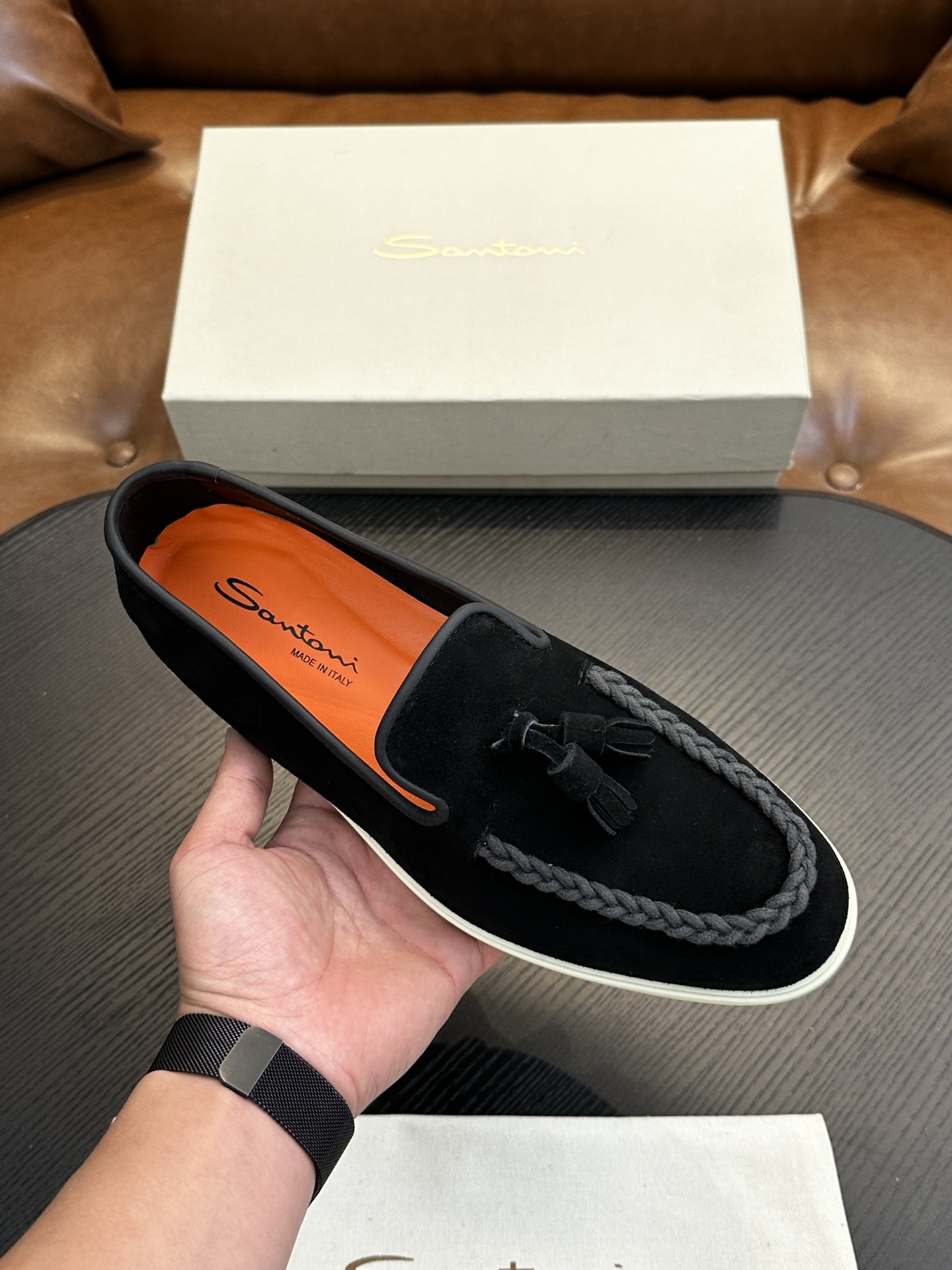 Santoni Men's Suede Tassel Loafers - Italian Handmade Comfort & Style 3 i1734274547 790 7