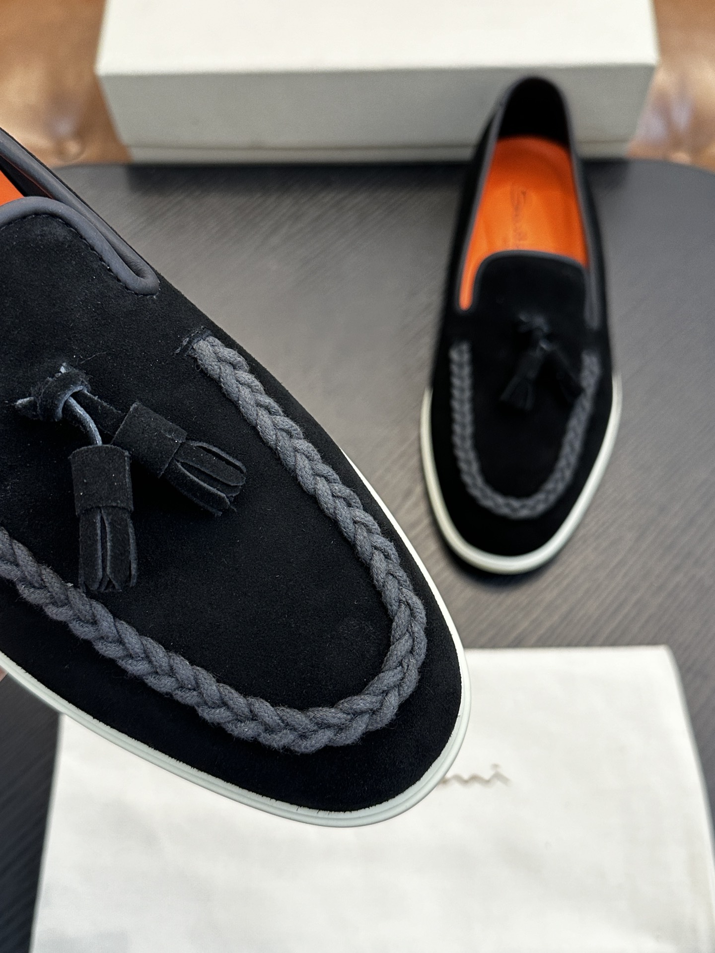 Santoni Men's Suede Tassel Loafers - Italian Handmade Comfort & Style 7 i1734274547 8937 6