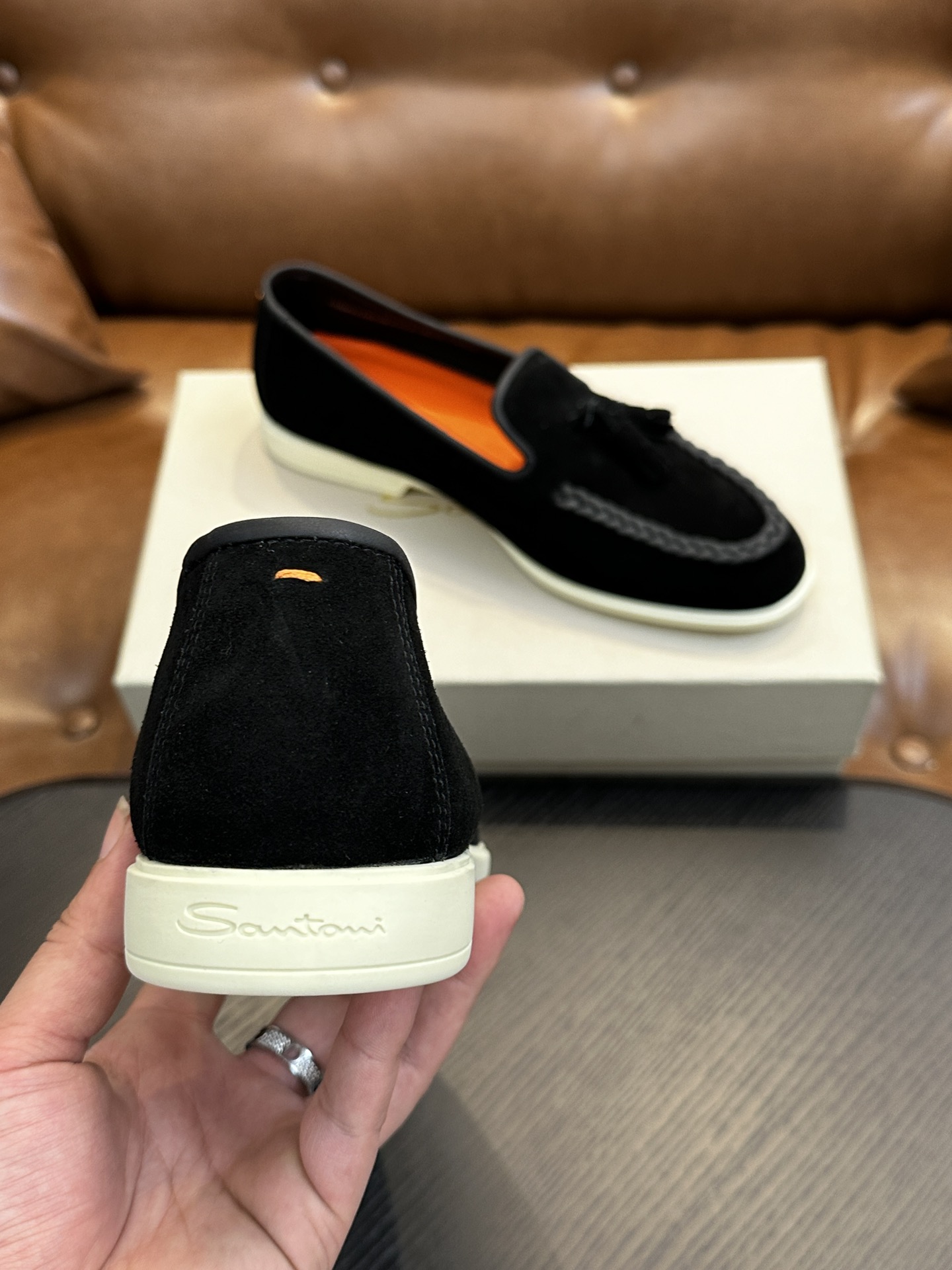 Santoni Men's Suede Tassel Loafers - Italian Handmade Comfort & Style 9 i1734274548 509 8
