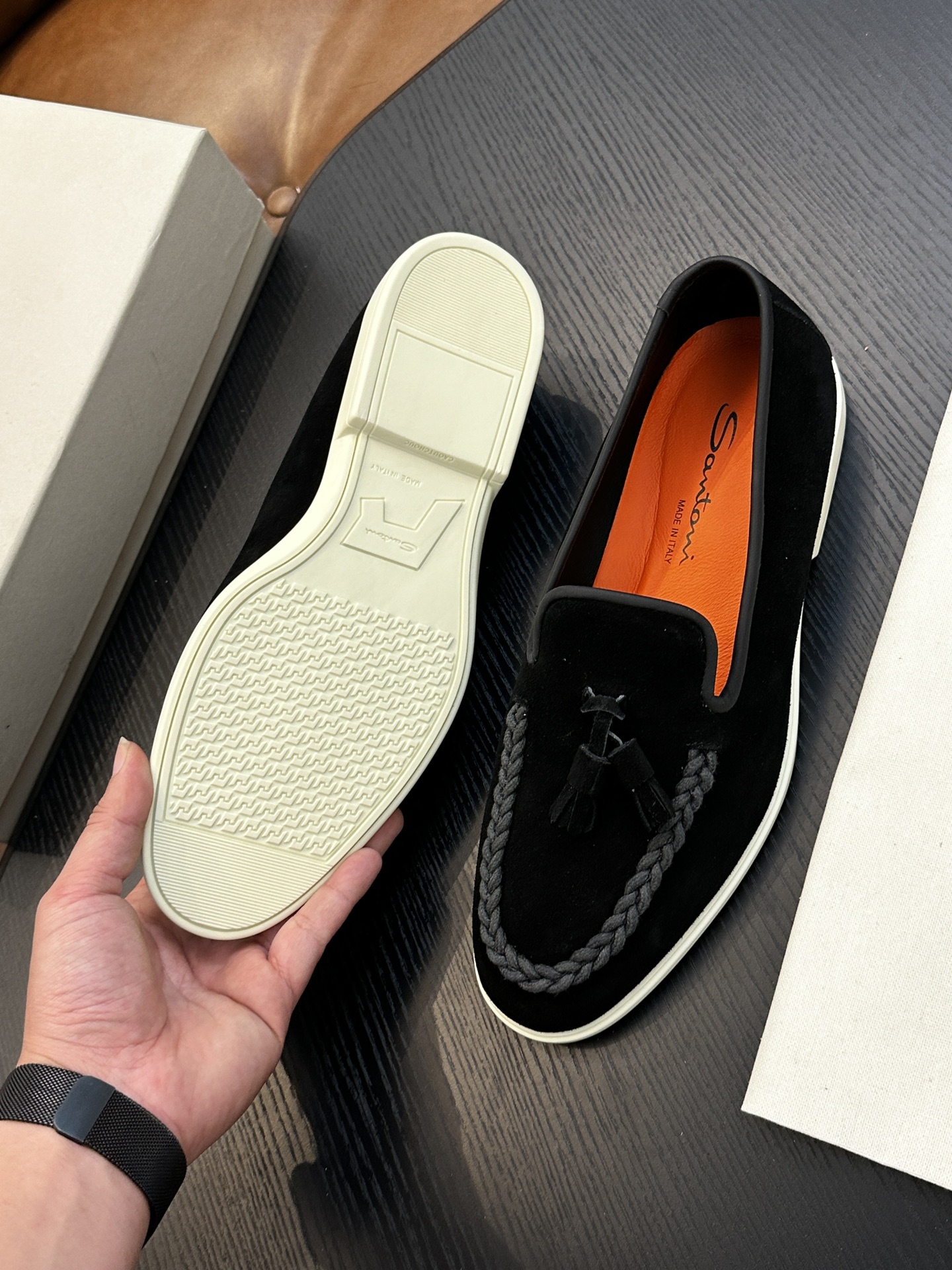Santoni Men's Suede Tassel Loafers - Italian Handmade Comfort & Style 10 i1734274549 8877 0
