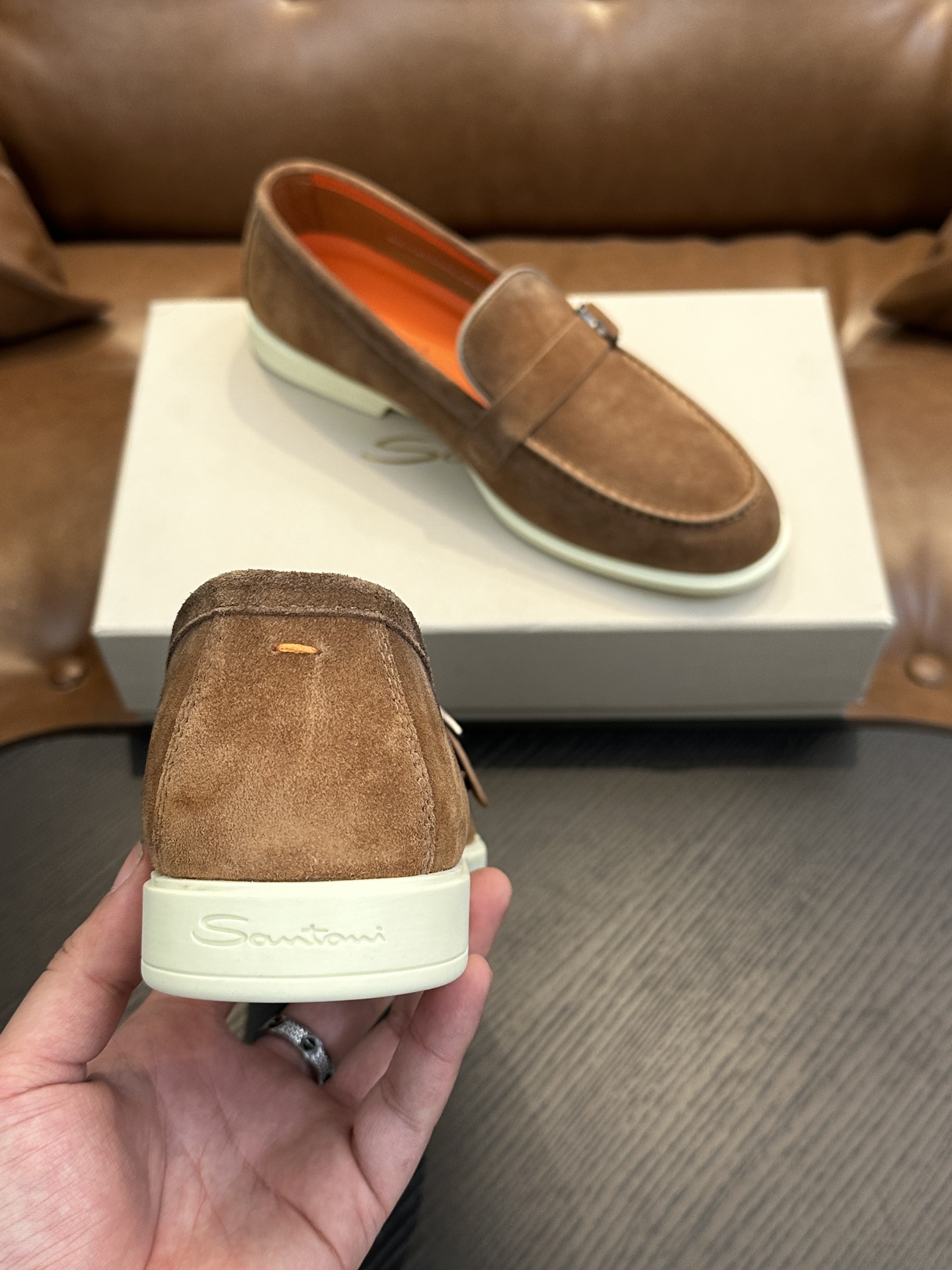 Santoni Men's Brown Suede Loafers with Buckle Detail - Handmade in Italy 9 i1738678625 2149 0