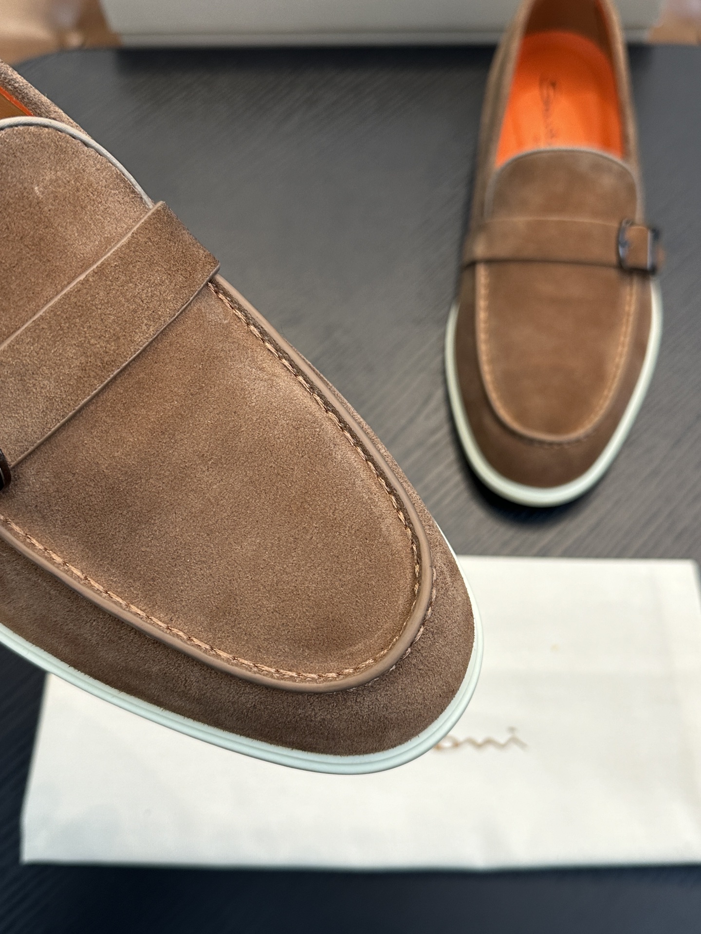 Santoni Men's Brown Suede Loafers with Buckle Detail - Handmade in Italy 7 i1738678625 2966 0