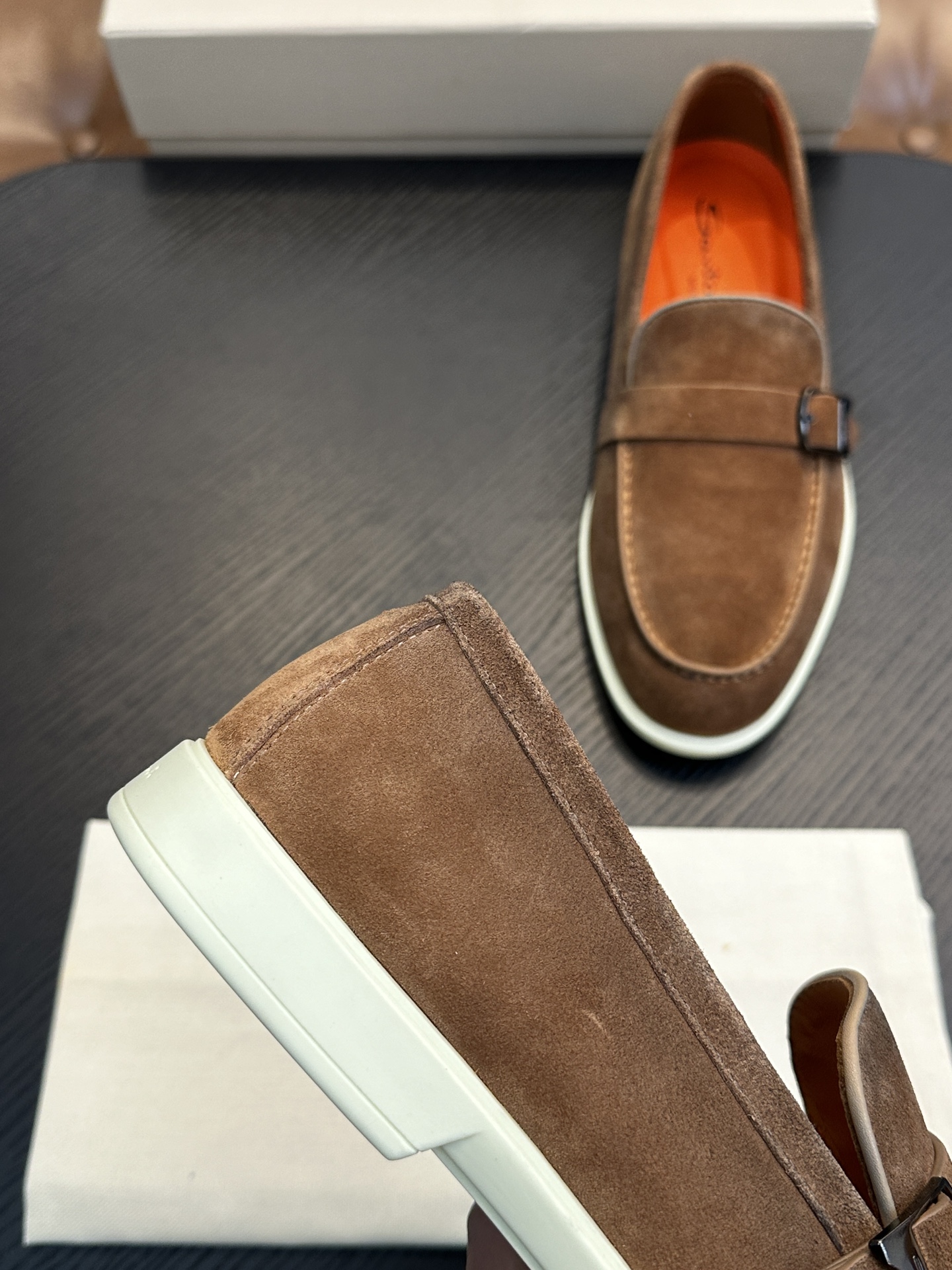 Santoni Men's Brown Suede Loafers with Buckle Detail - Handmade in Italy 8 i1738678625 5785 0