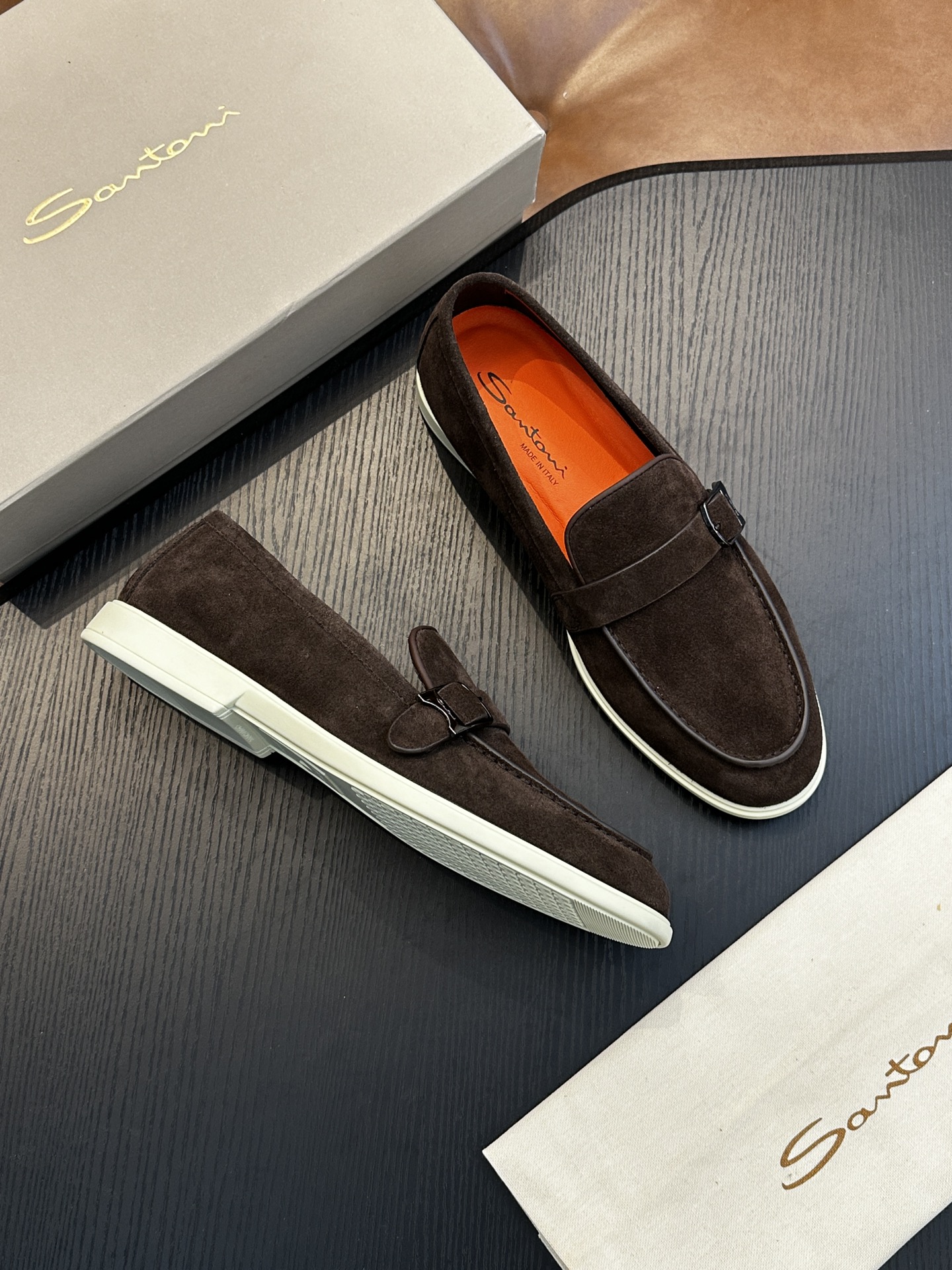 Santoni Men's Brown Suede Loafers - Handcrafted Italian Comfort & Style 5 i1738678637 2955 0
