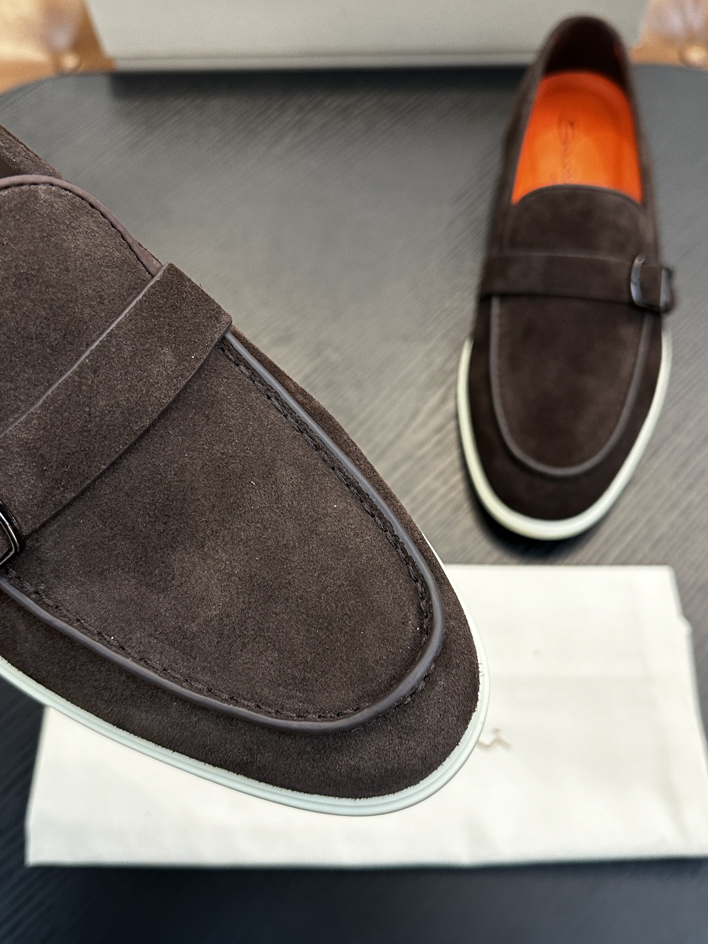 Santoni Men's Brown Suede Loafers - Handcrafted Italian Comfort & Style 7 i1738678637 390 0