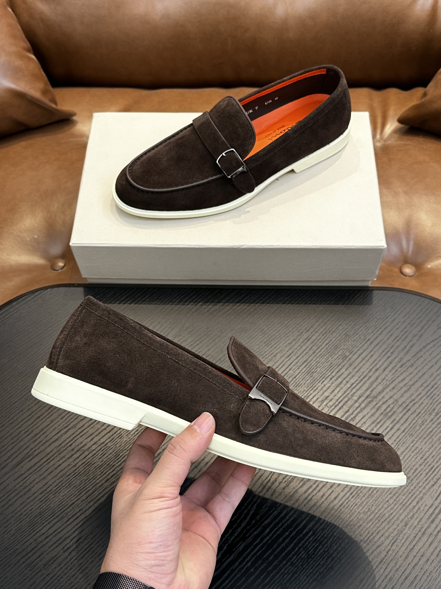 Santoni Men's Brown Suede Loafers - Handcrafted Italian Comfort & Style 6 i1738678637 5182 0