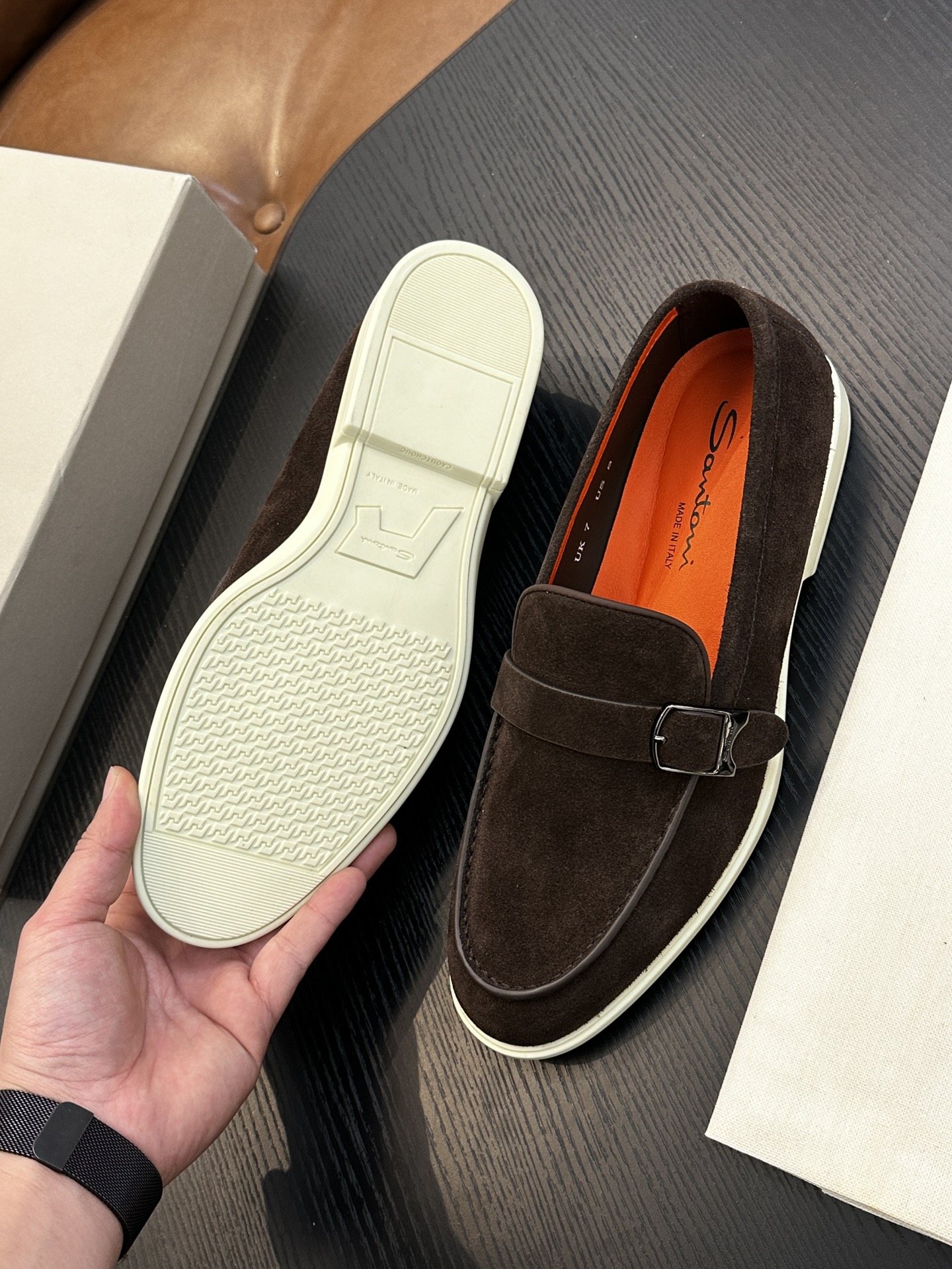 Santoni Men's Brown Suede Loafers - Handcrafted Italian Comfort & Style 10 i1738678637 7155 0