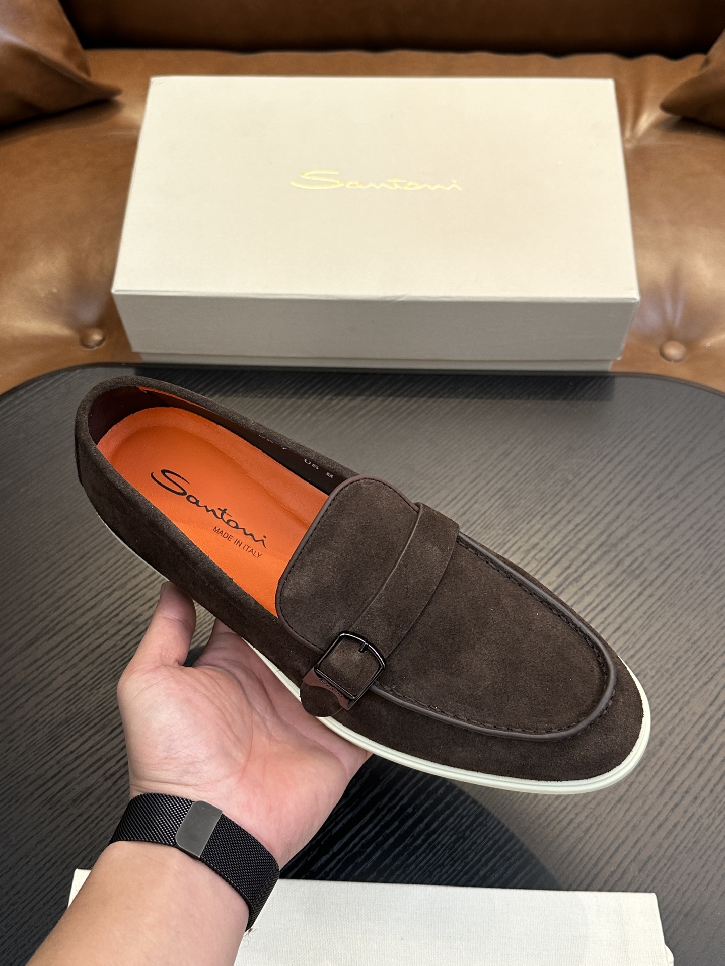 Santoni Men's Brown Suede Loafers - Handcrafted Italian Comfort & Style 3 i1738678638 205 0