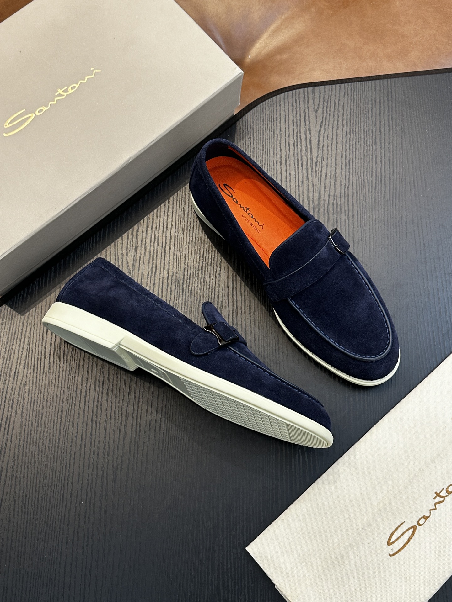 Santoni Men's Handmade Suede Loafers - Classic Italian Design, Comfortable Fit 5 i1738678648 2002 0