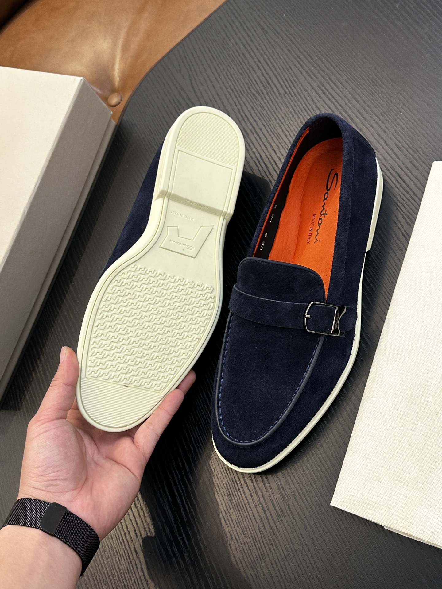 Santoni Men's Handmade Suede Loafers - Classic Italian Design, Comfortable Fit 10 i1738678648 2033 0