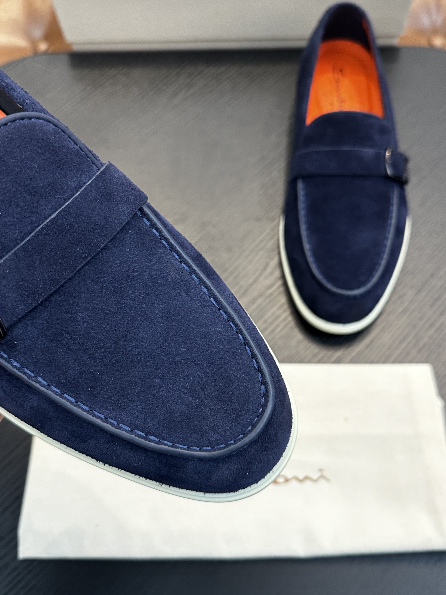 Santoni Men's Handmade Suede Loafers - Classic Italian Design, Comfortable Fit 7 i1738678648 441 0