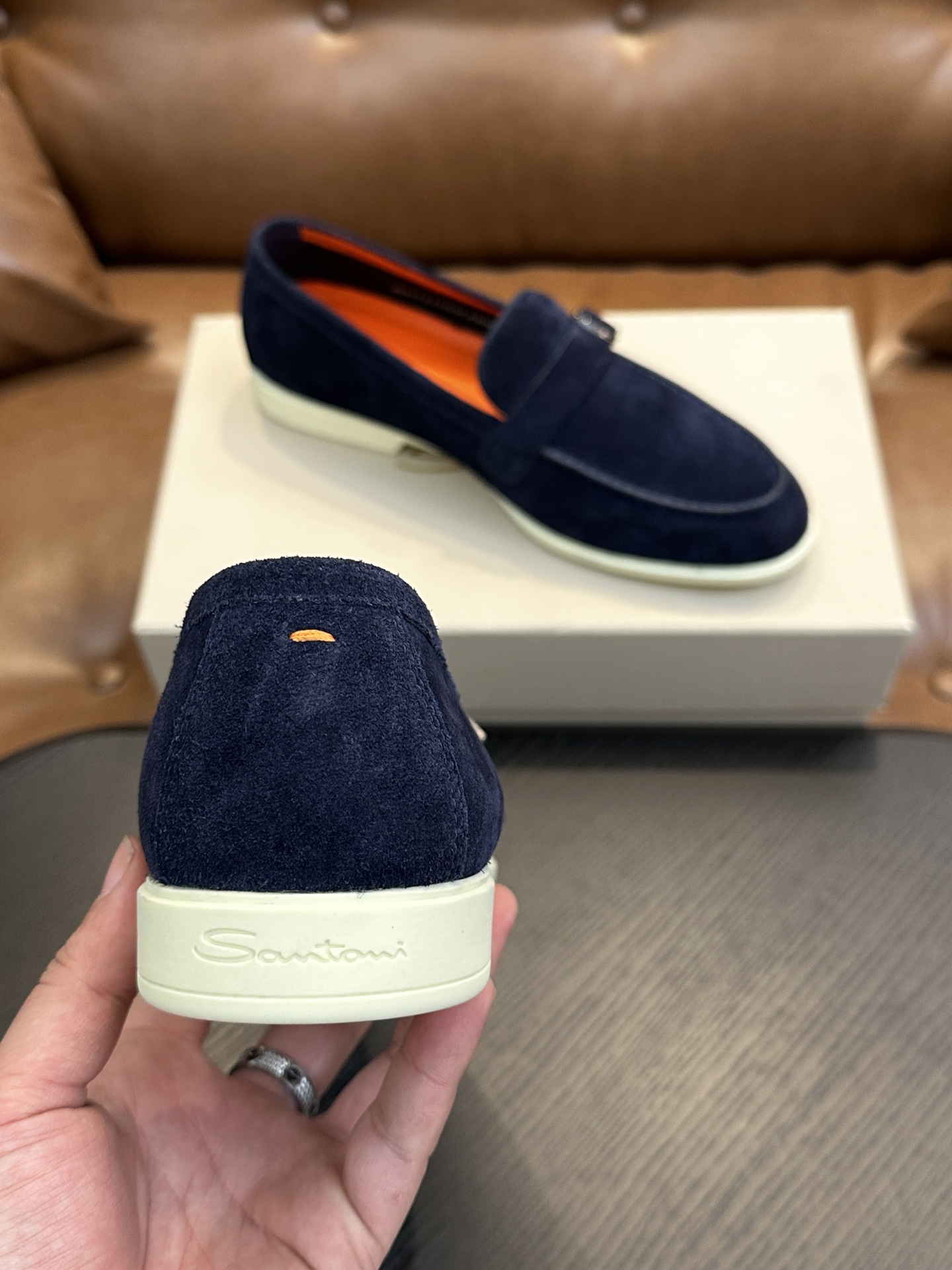 Santoni Men's Handmade Suede Loafers - Classic Italian Design, Comfortable Fit 9 i1738678648 6837 0