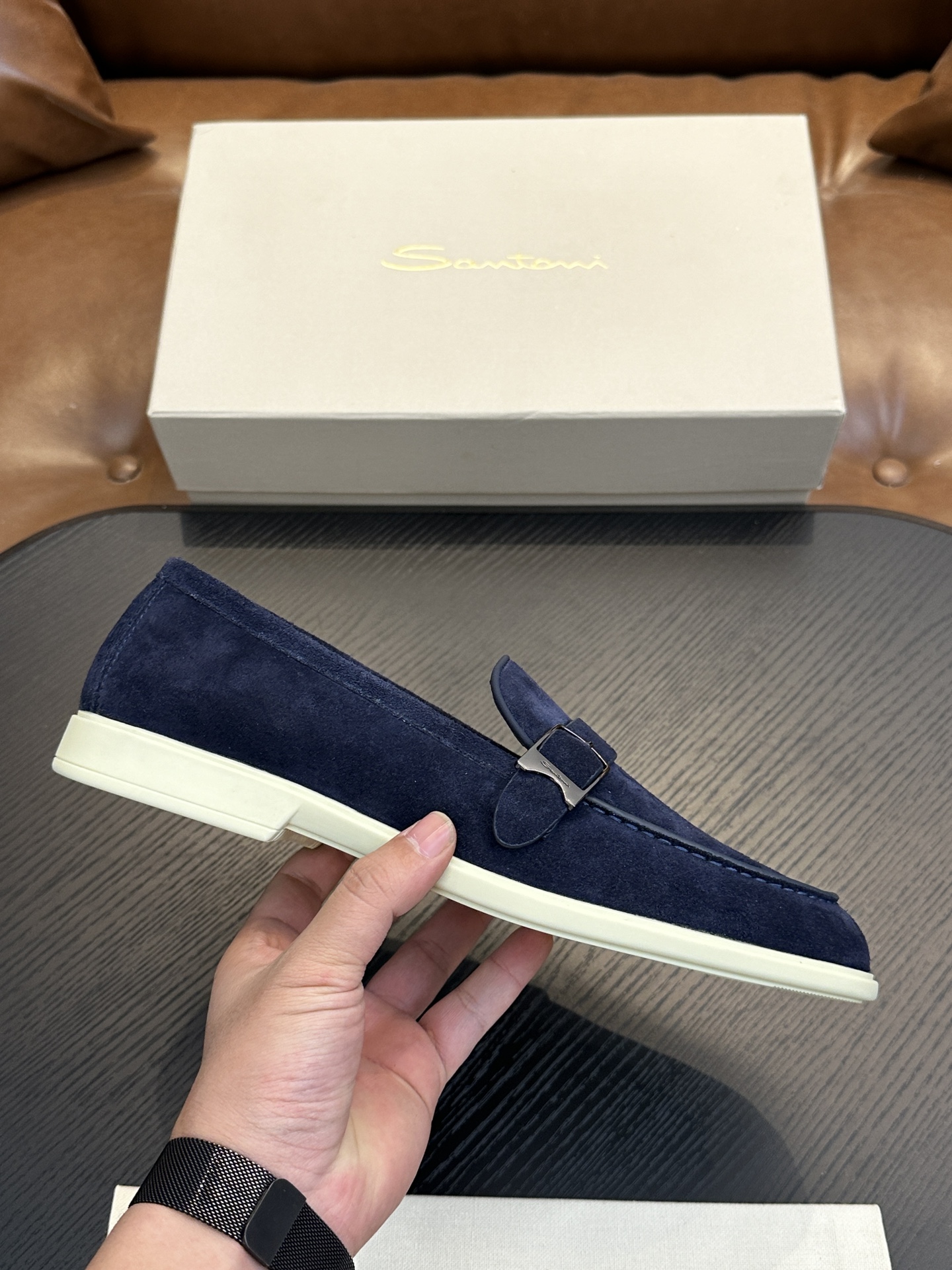 Santoni Men's Handmade Suede Loafers - Classic Italian Design, Comfortable Fit 1 Santoni Men's Handmade Suede Loafers - Classic Italian Design, Comfortable Fit