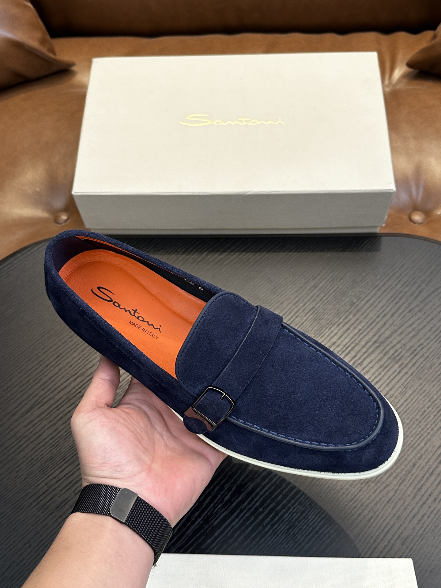 Santoni Men's Handmade Suede Loafers - Classic Italian Design, Comfortable Fit 3 i1738678649 8916 0