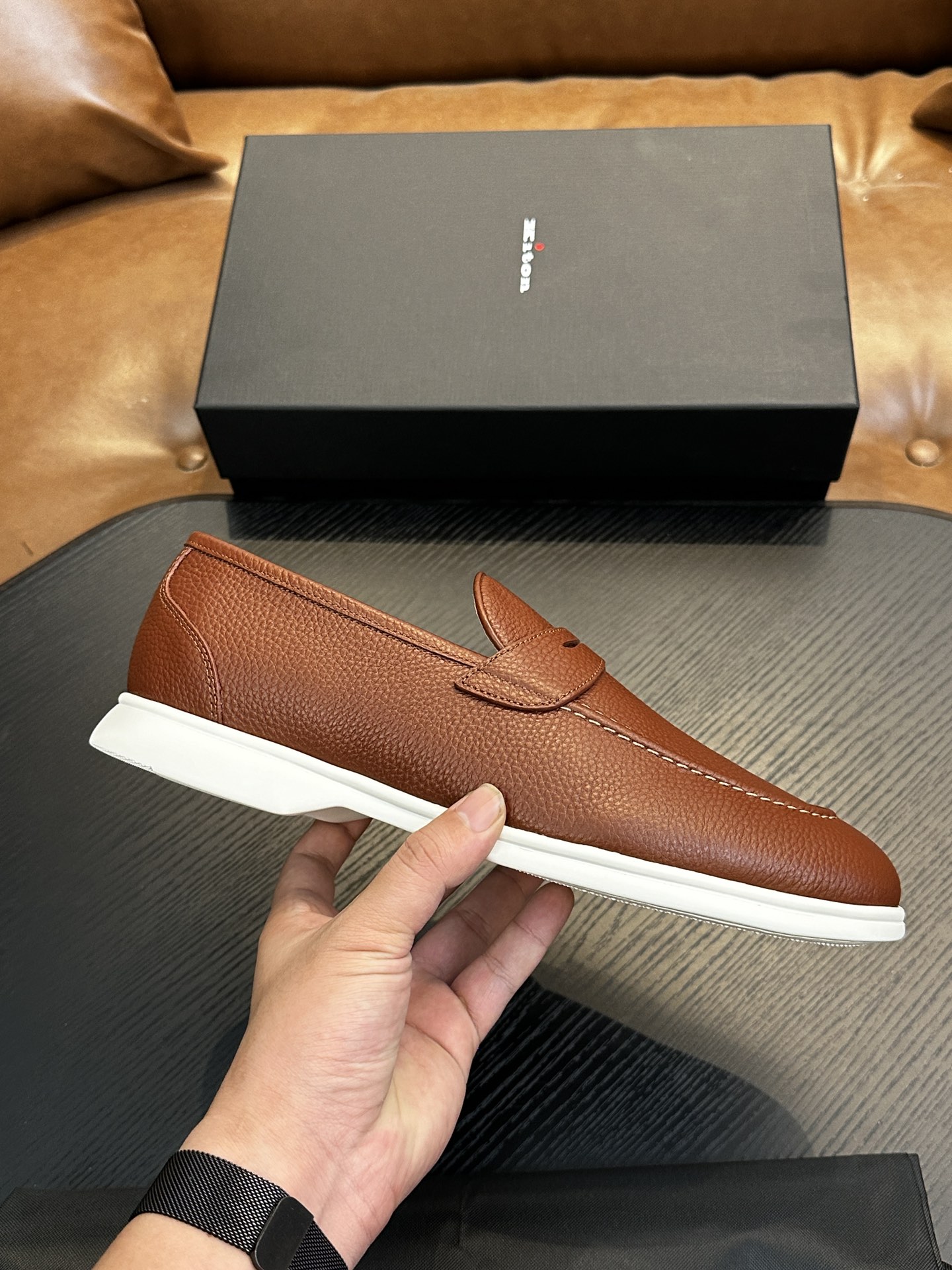 Kiton Men's Leather Loafers - Comfortable, Breathable, Original Design 1 Kiton Men's Leather Loafers - Comfortable, Breathable, Original Design