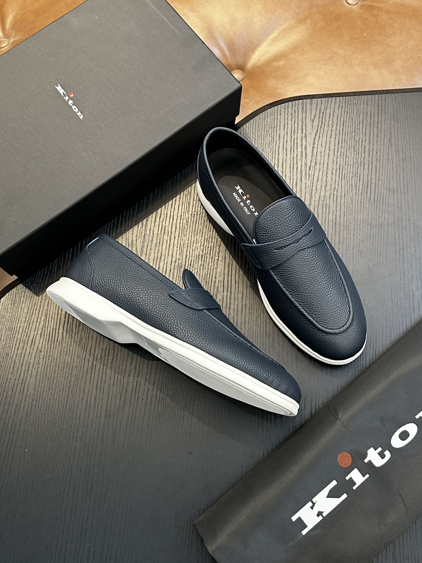 Kiton Men's Leather Loafers - Comfortable & Stylish Slip-On Dress Shoes 5 i1743358927 971 4