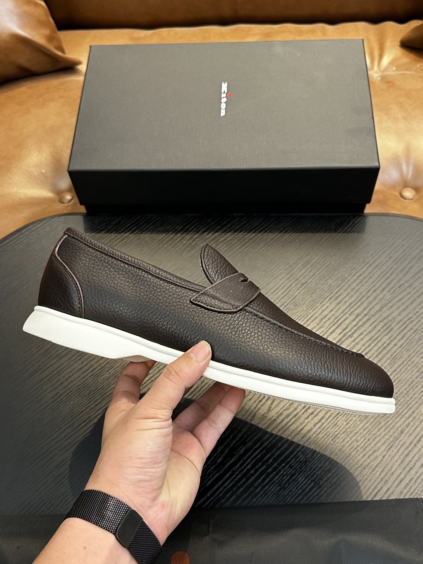 Kiton Men's Calfskin Leather Loafers - Handmade Italian Luxury, Comfortable Fit 2 i1743358959 9610 3