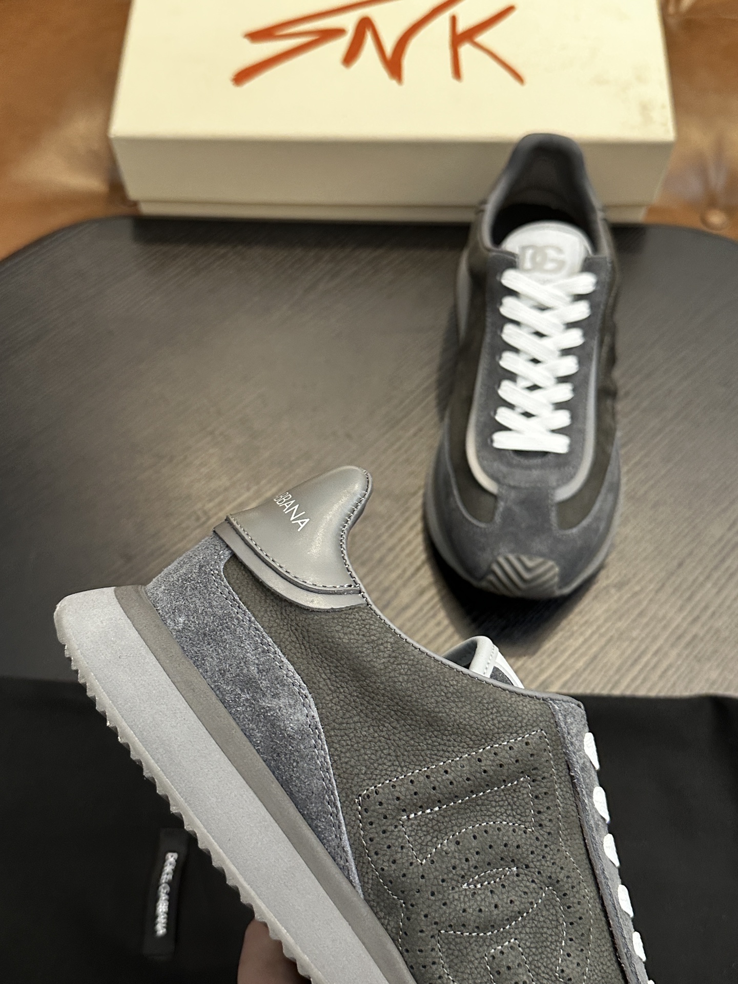 Dolce & Gabbana DG Cushion Sneakers - Leather & Velvet Accents, Gray 8 i1756526870 7828 0
