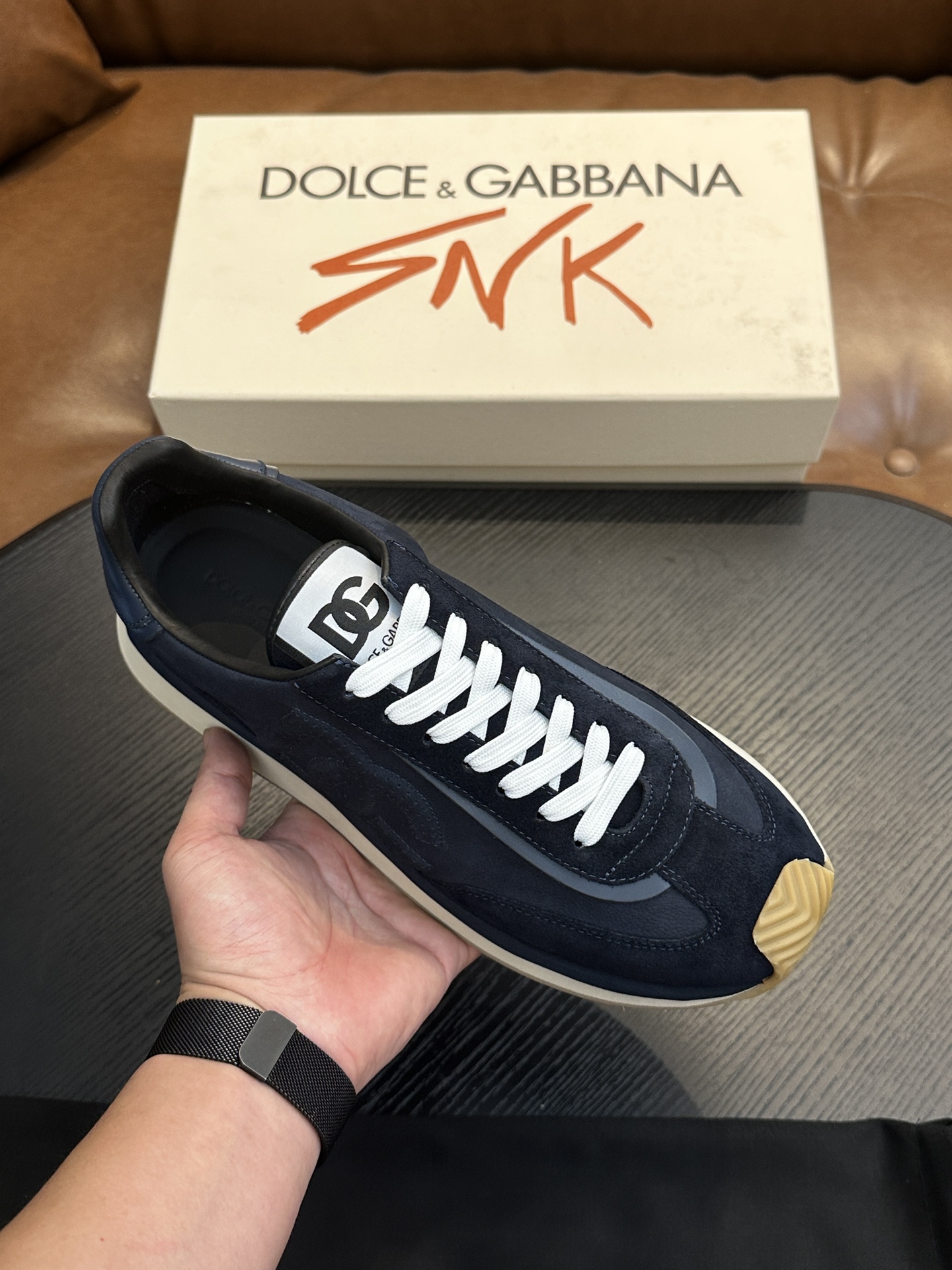 Dolce&Gabbana DG Cushion Sneakers in Navy Suede and Leather, Sizes 39-44 2 i1756526887 105 0