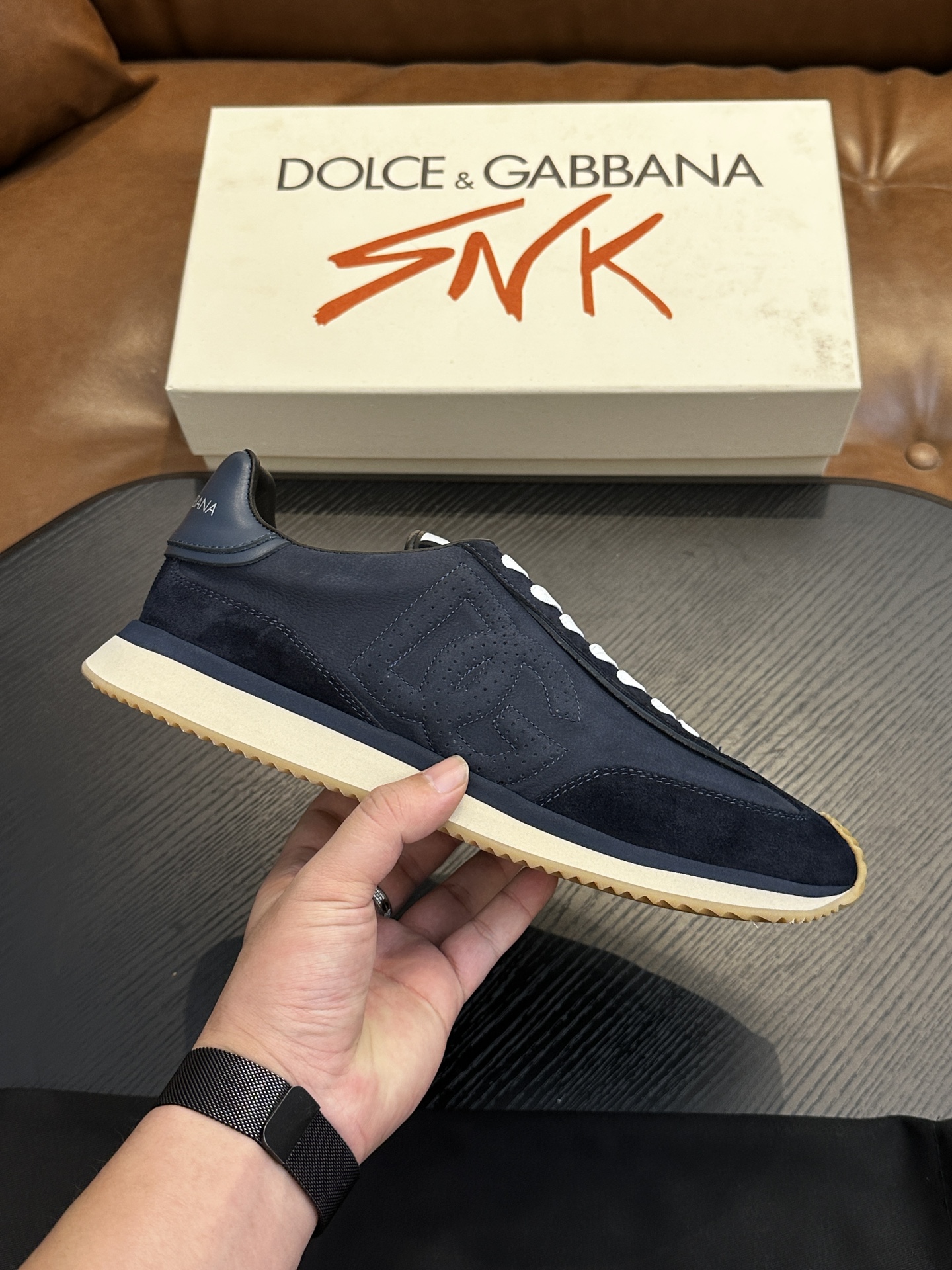 Dolce&Gabbana DG Cushion Sneakers in Navy Suede and Leather, Sizes 39-44 1 i1756526887 7546 0