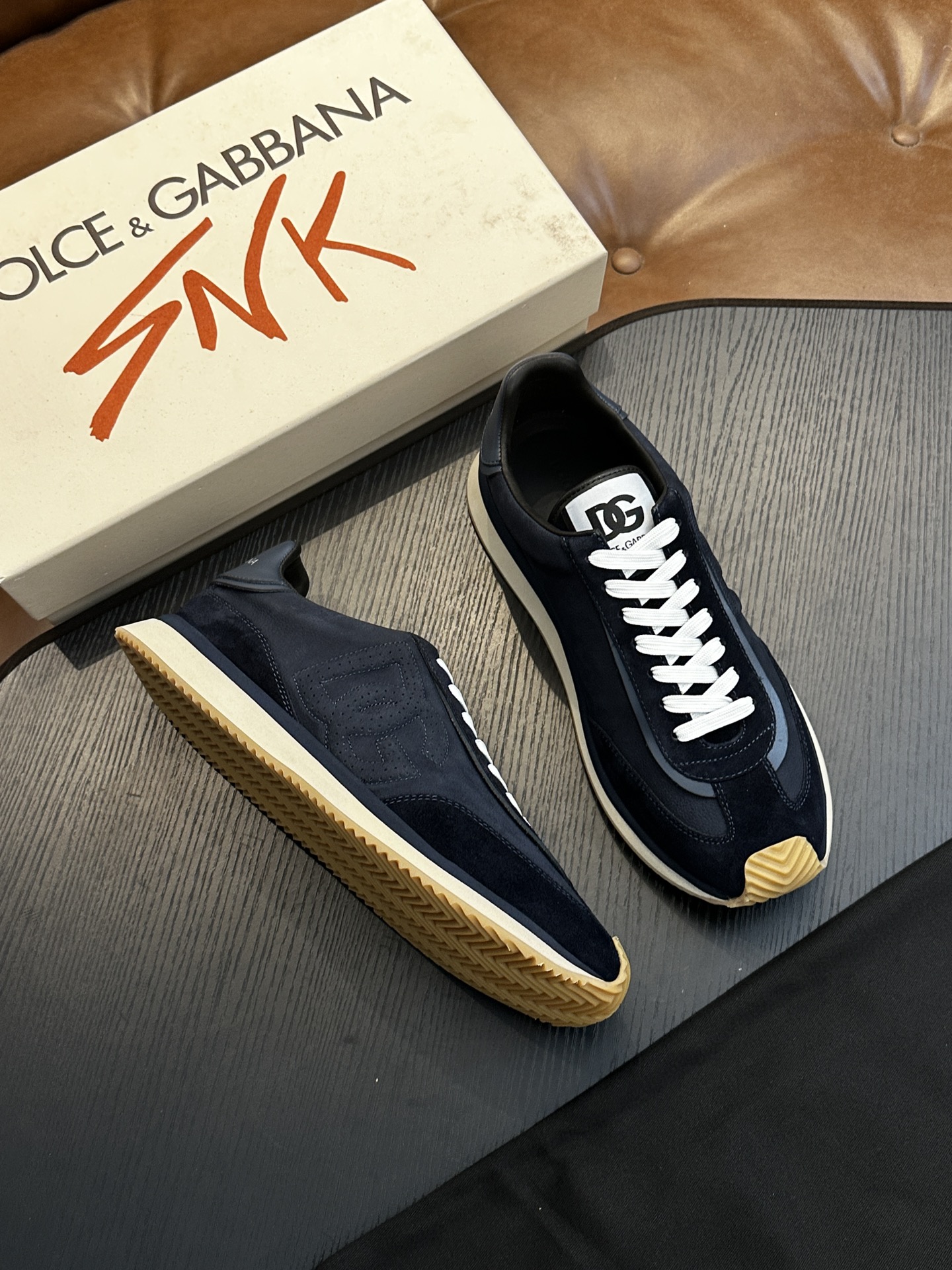 Dolce&Gabbana DG Cushion Sneakers in Navy Suede and Leather, Sizes 39-44 4 i1756526887 8034 0