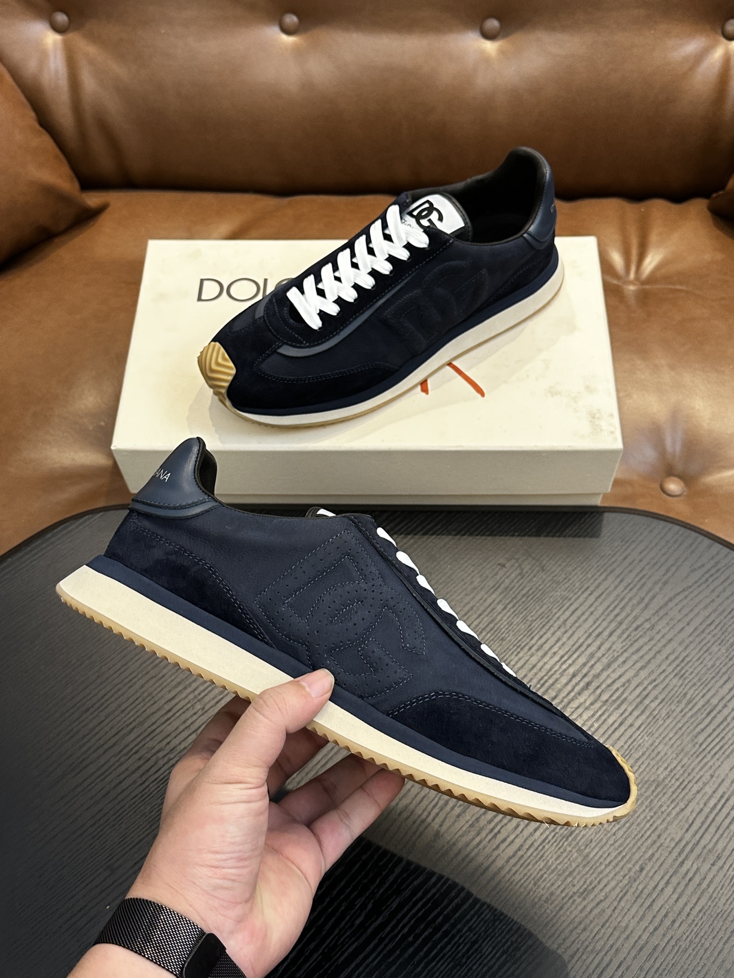 Dolce&Gabbana DG Cushion Sneakers in Navy Suede and Leather, Sizes 39-44 5 i1756526887 9537 0