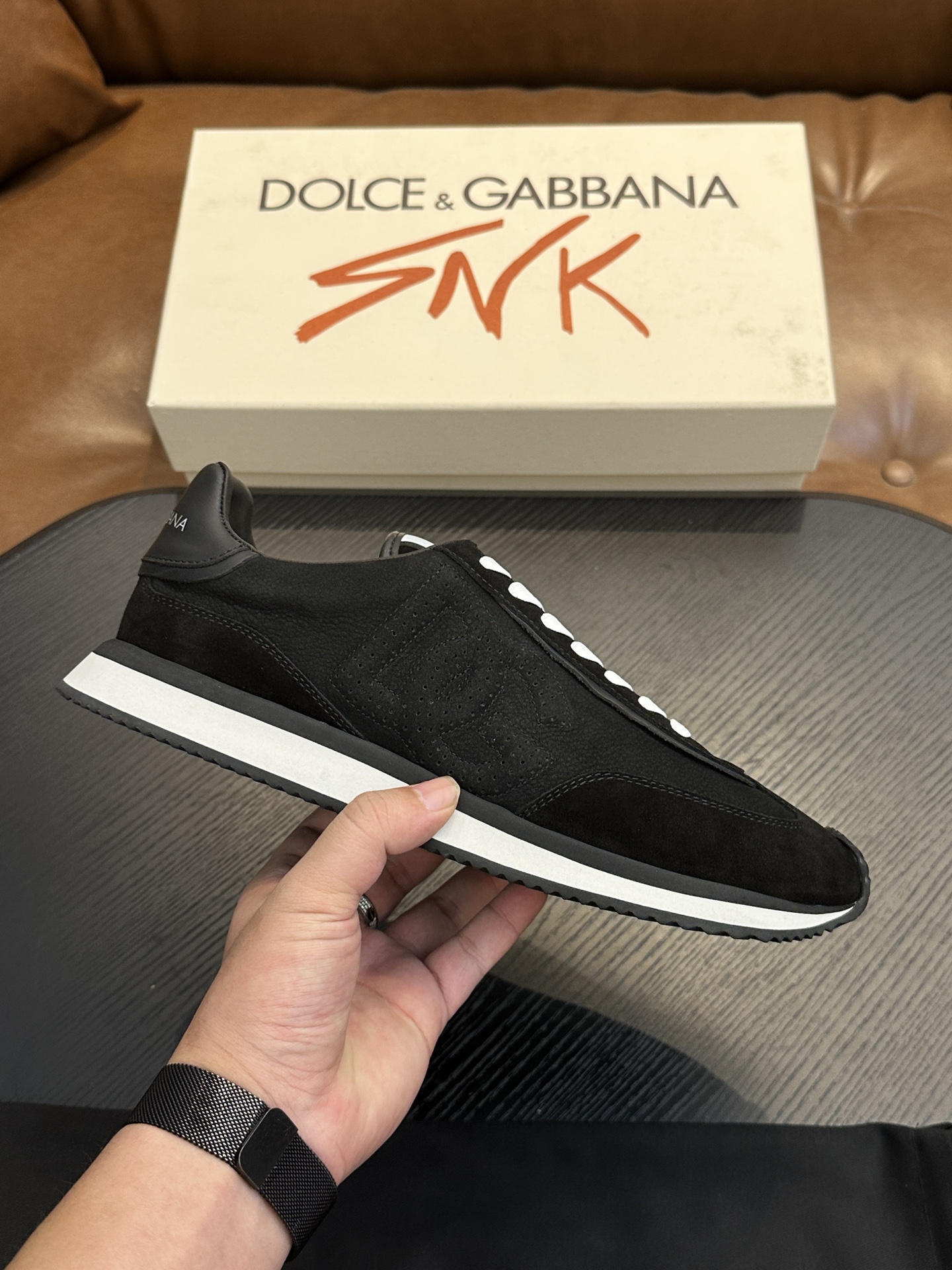 Dolce&Gabbana DG Cushion Sneakers in Black Leather and Velvet 1 i1756526905 4955 0