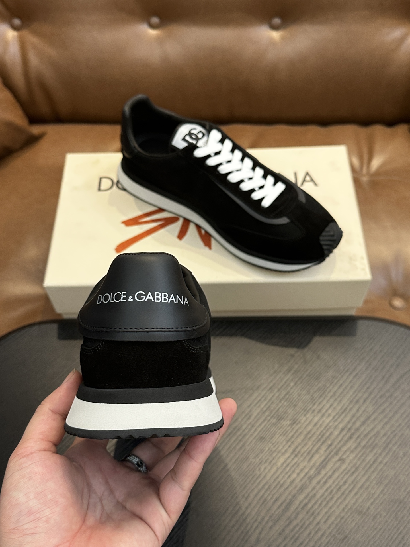 Dolce&Gabbana DG Cushion Sneakers in Black Leather and Velvet 8 i1756526905 6380 0