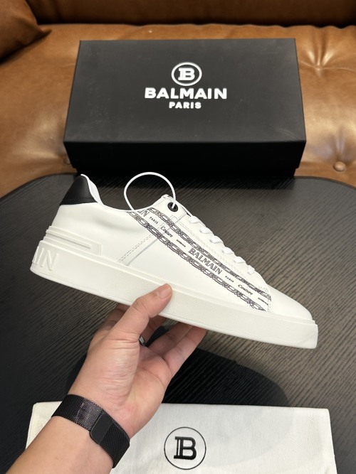 Balmain B-Skate White Leather Sneakers With Balmain Logo,Size 38-45 1 Balmain B-Skate White Leather Sneakers With Balmain Logo,Size 38-45