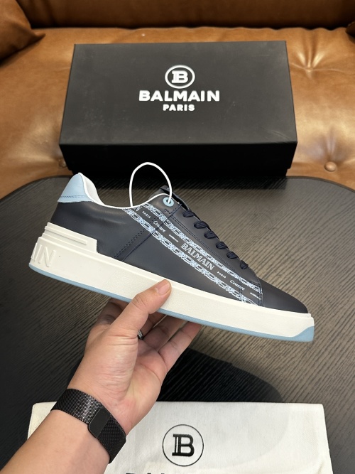 Balmain B-Skate Multi-Material Colorblock Sneakers with Balmain Logo 1 Balmain B-Skate Multi-Material Colorblock Sneakers with Balmain Logo