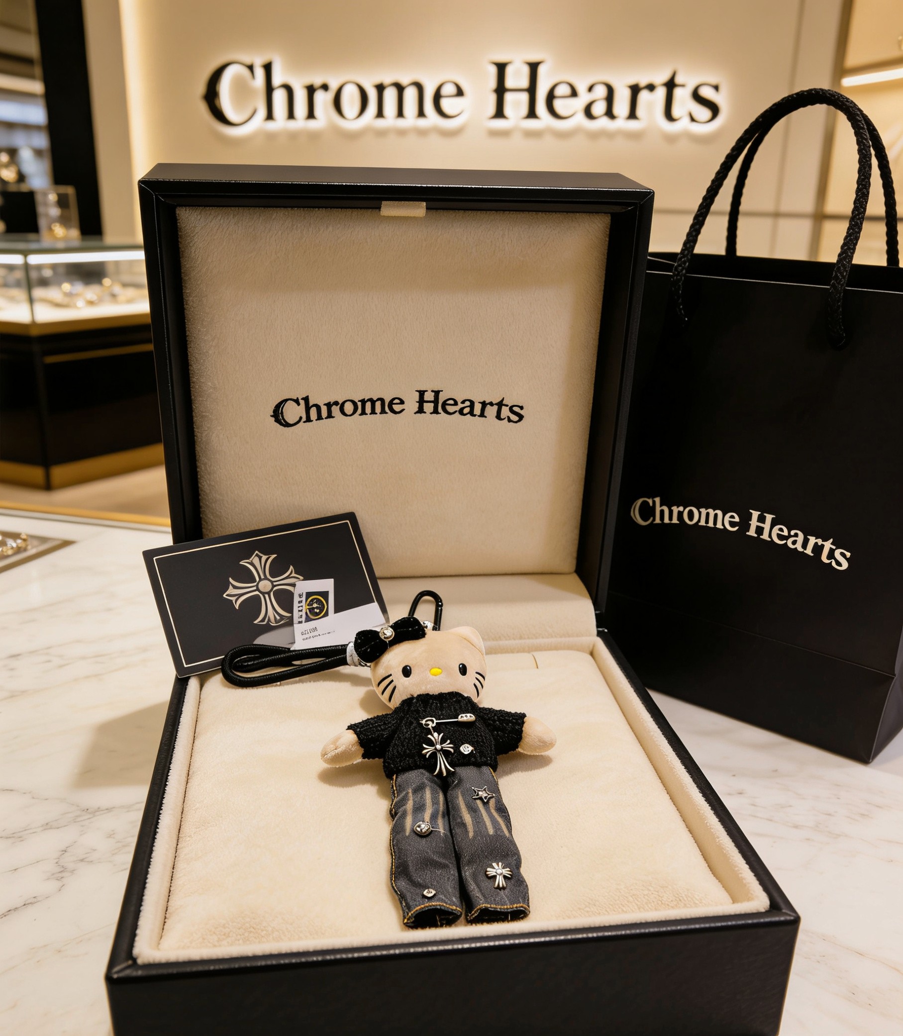 Chrome Hearts Hearts × Hello Kitty 限定挂件谁懂啊 克罗心把Hello Kitty做成了“拽姐”