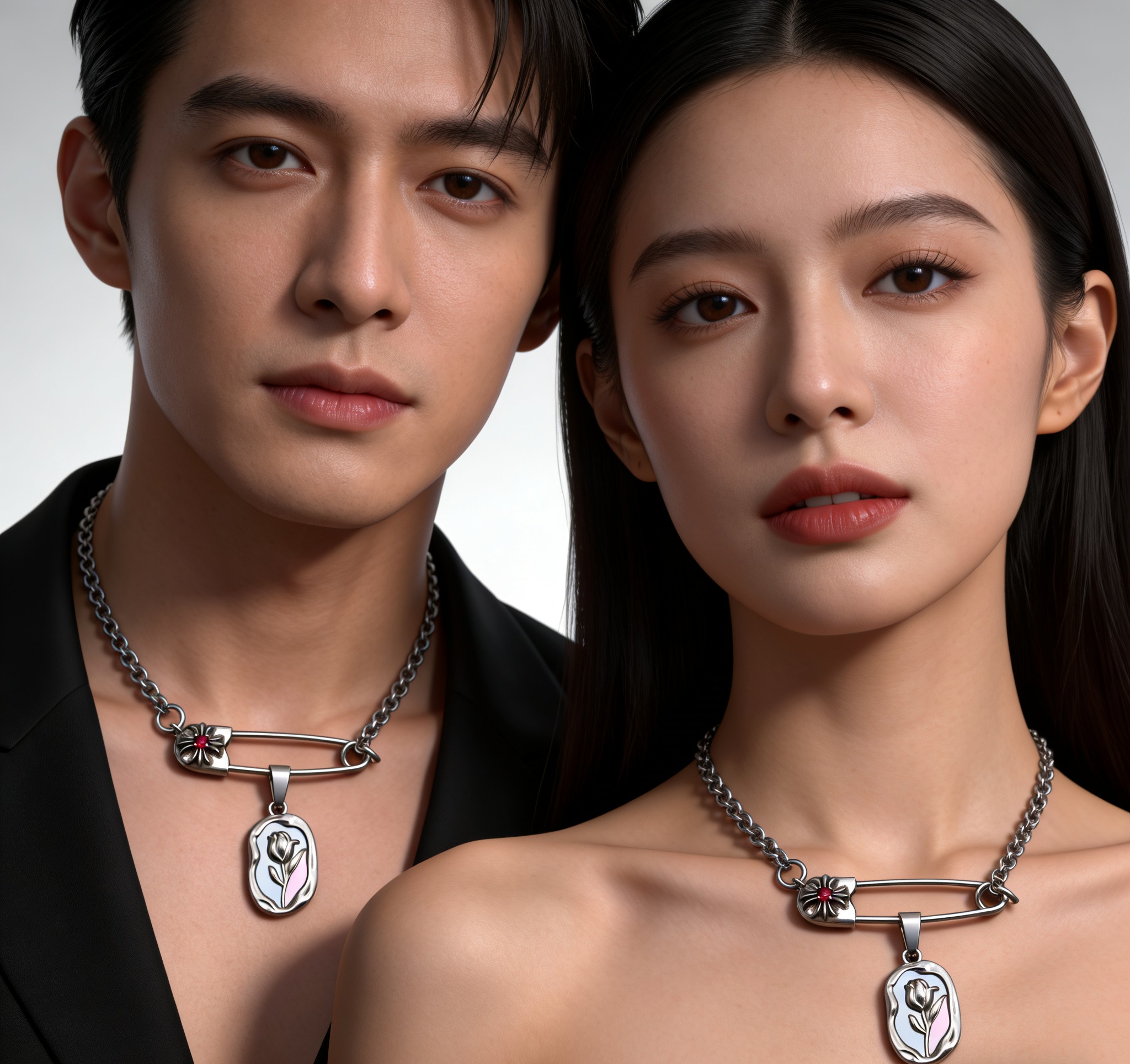 Chrome Hearts 克罗心胸针链 十字花造型极具辨识度 尖锐棱角彰显不羁态度 别在领口 为简约穿搭增添亮点