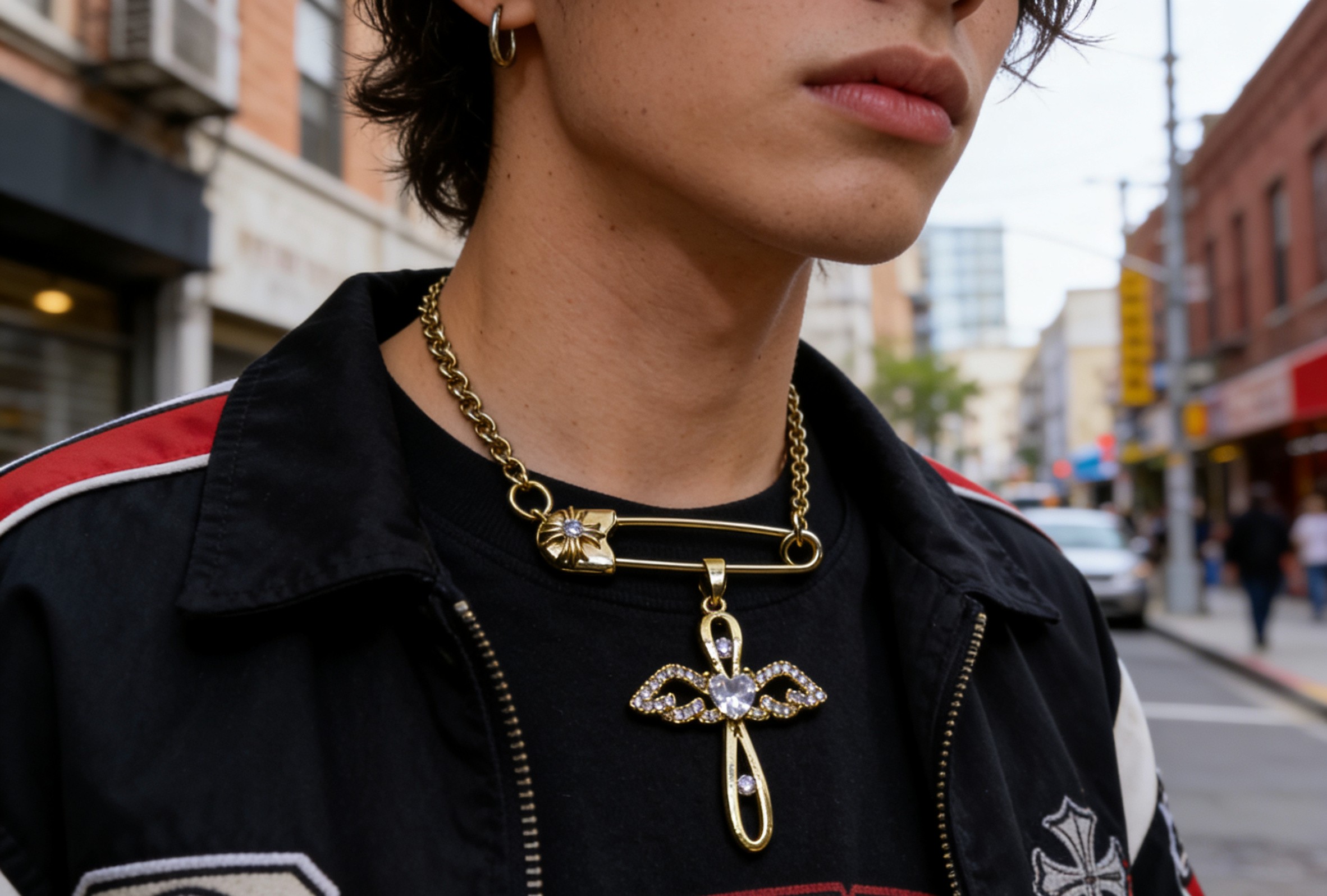 Chrome Hearts 克罗心镀金带钻别针项链成功狙击我的审美 刚拆封 它沉甸甸的分量就带来十足高级感 项链采用高品质镀金工艺