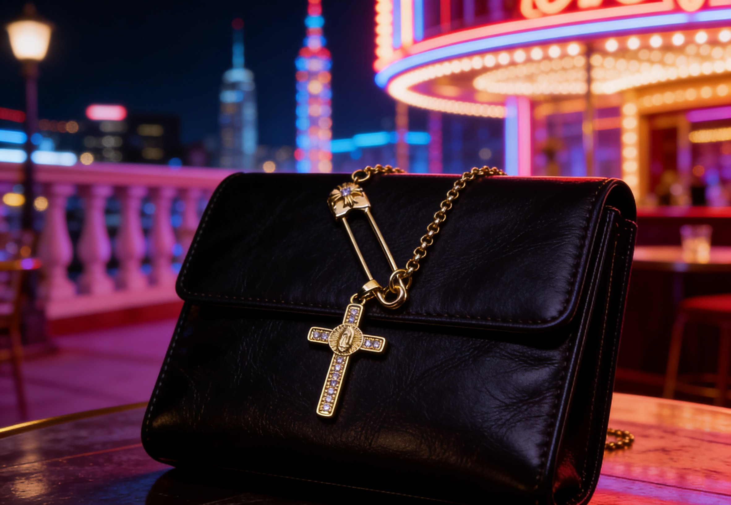 Chrome Hearts 克罗心镀金带钻别针项链成功狙击我的审美 刚拆封 它沉甸甸的分量就带来十足高级感 项链采用高品质镀金工艺